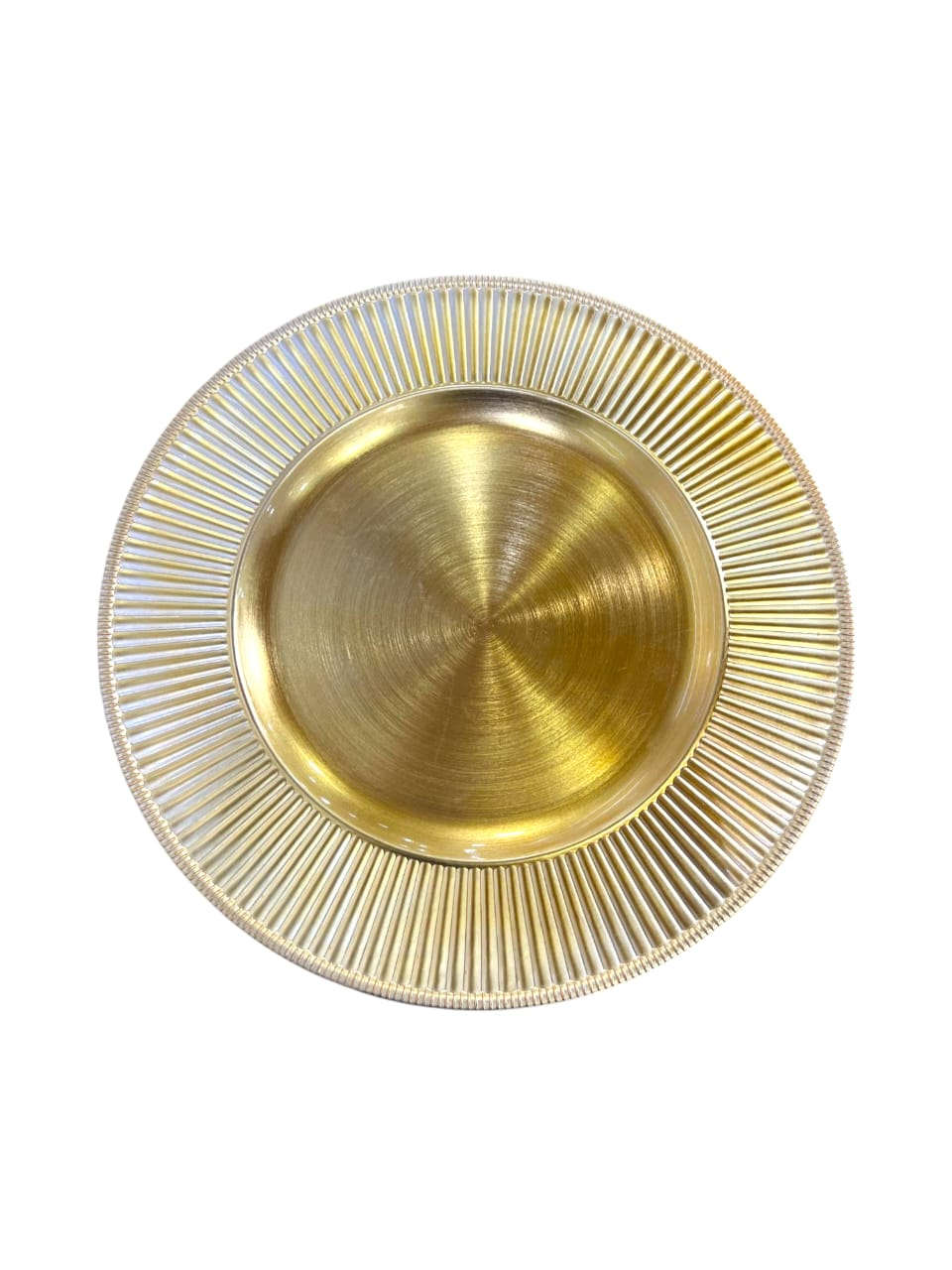 12" Round Golden Plastic Charger Plate (0031) Kaka Bawa Sons