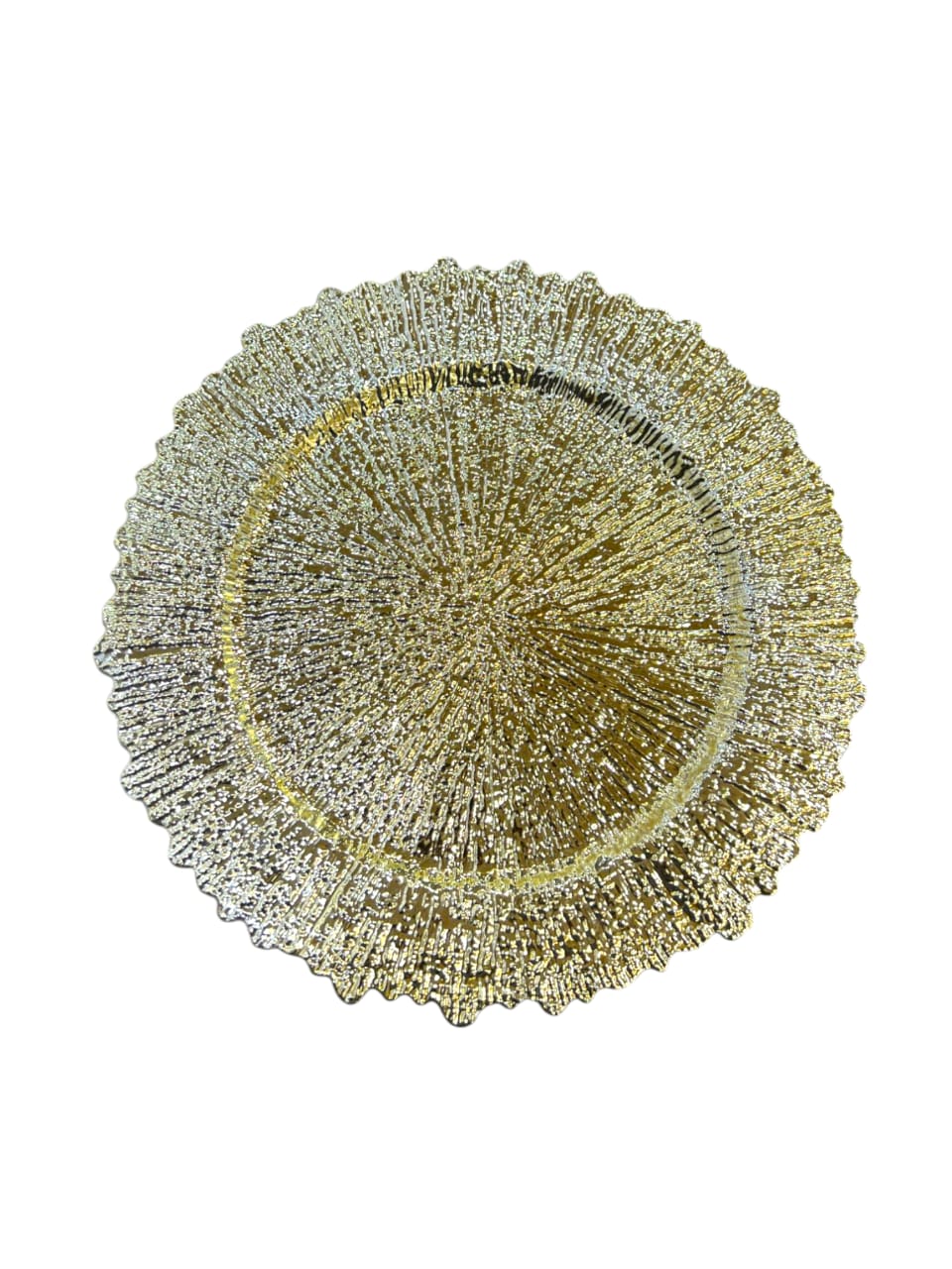12" Round Golden Plastic Charger Plate
