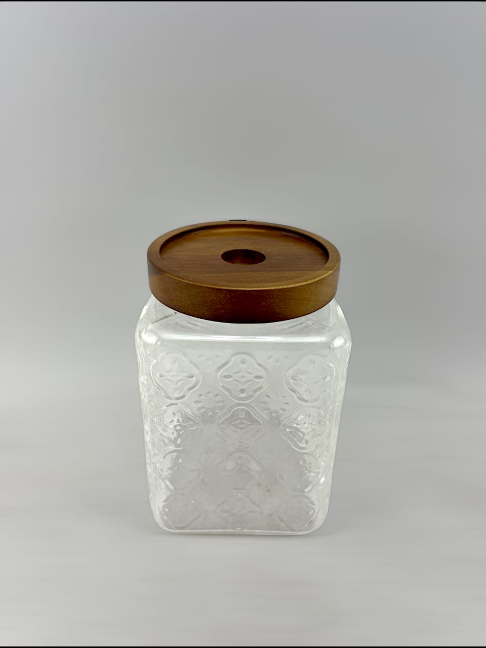 ACE GLASS JAR (SQR) (WOOD/LID)