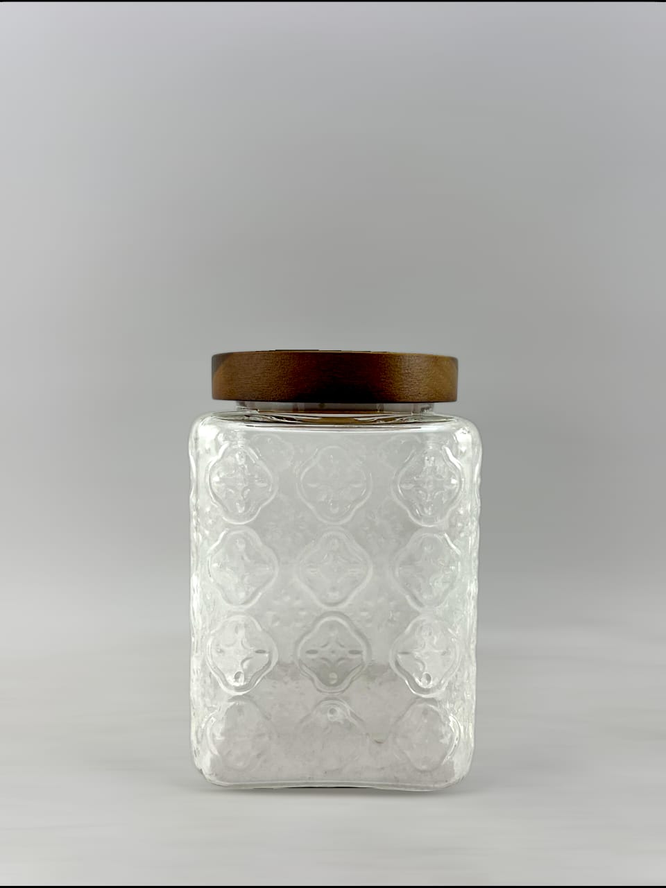 ACE GLASS JAR (SQR) (WOOD/LID)