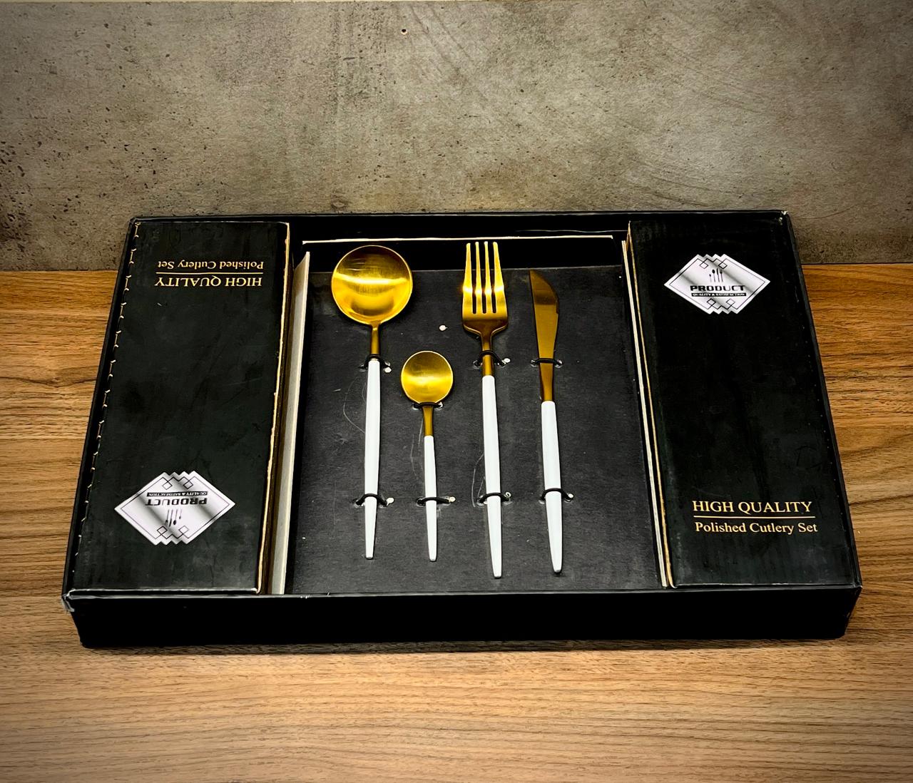 ALOMI Cutlery Set White and Golden (24/Pcs)