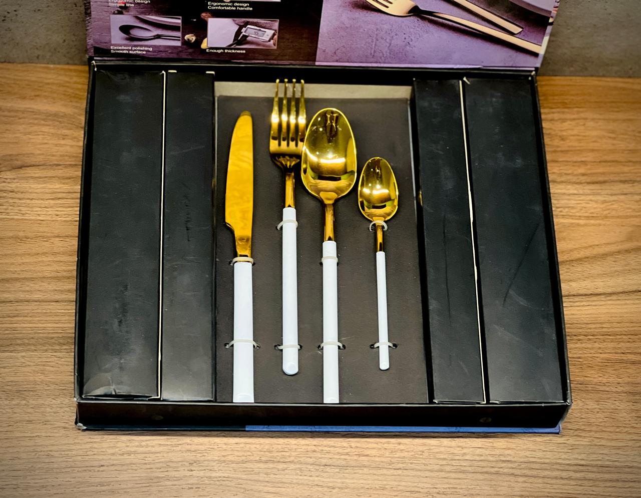 Alomi Cutlery Set White and Golden (24/Pcs)