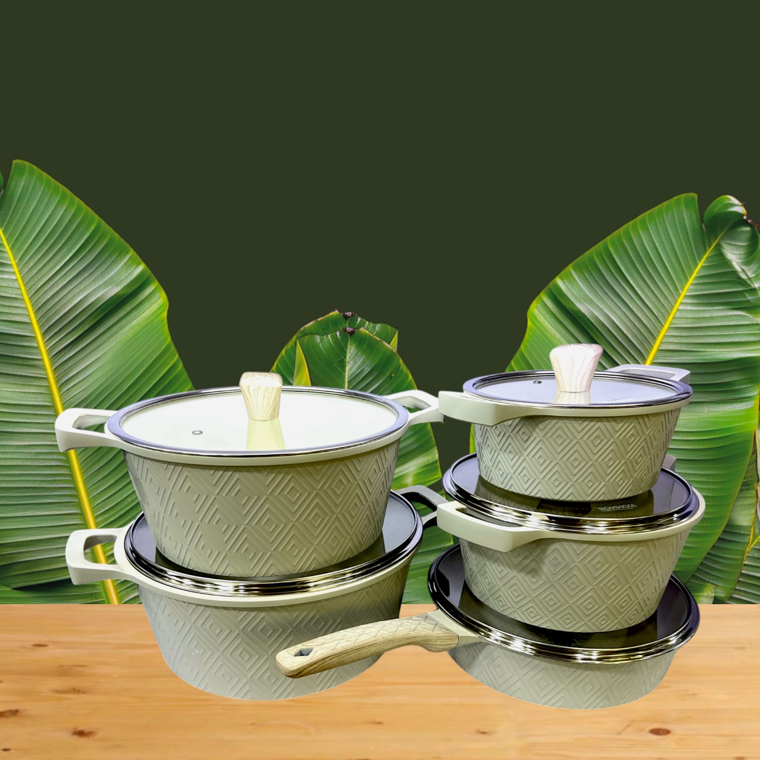 DONNOR NON STICK SET LIGHT BEIGH (15/Pcs)