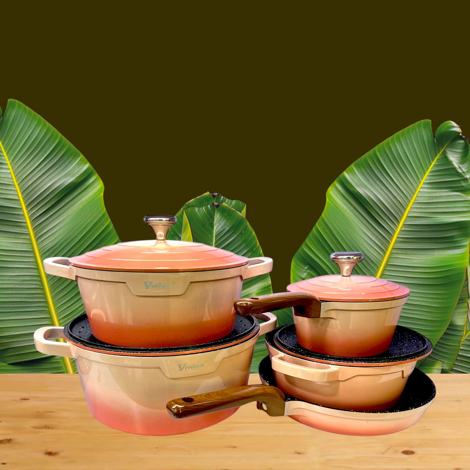 VMIGO NON STICK SET PEACH (9/Pcs)