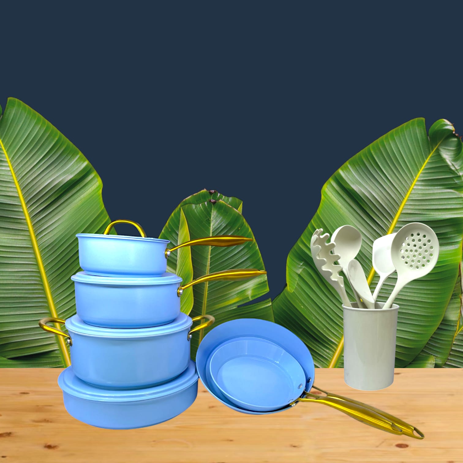 OE NON STICK SET BLUE (16/Pcs)