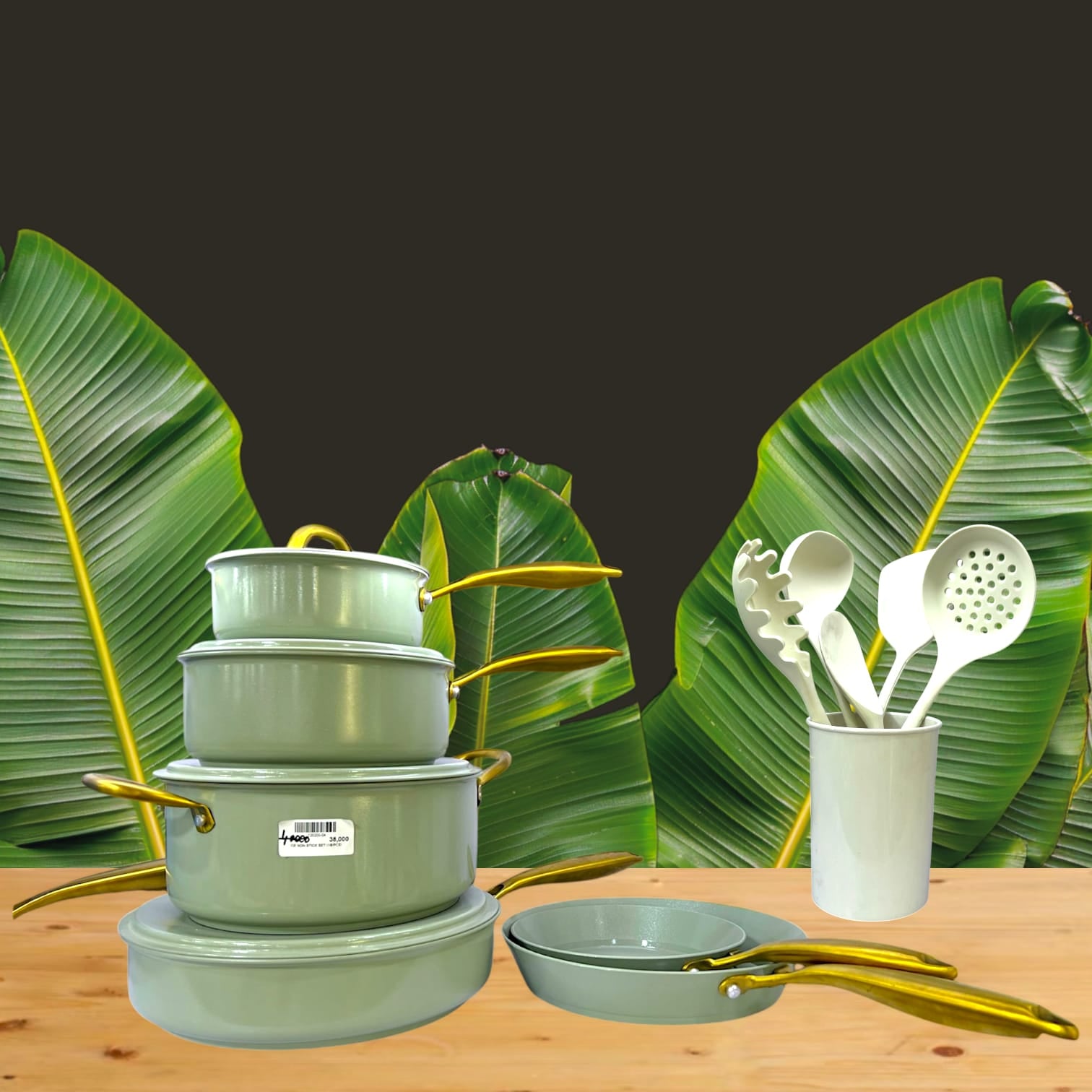 OE NON STICK SET GREEN (16/Pcs)