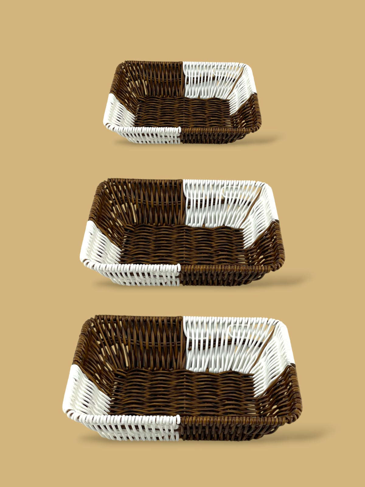 Prime Rectangular Bread Basket (Coffee-White) Kaka Bawa Sons