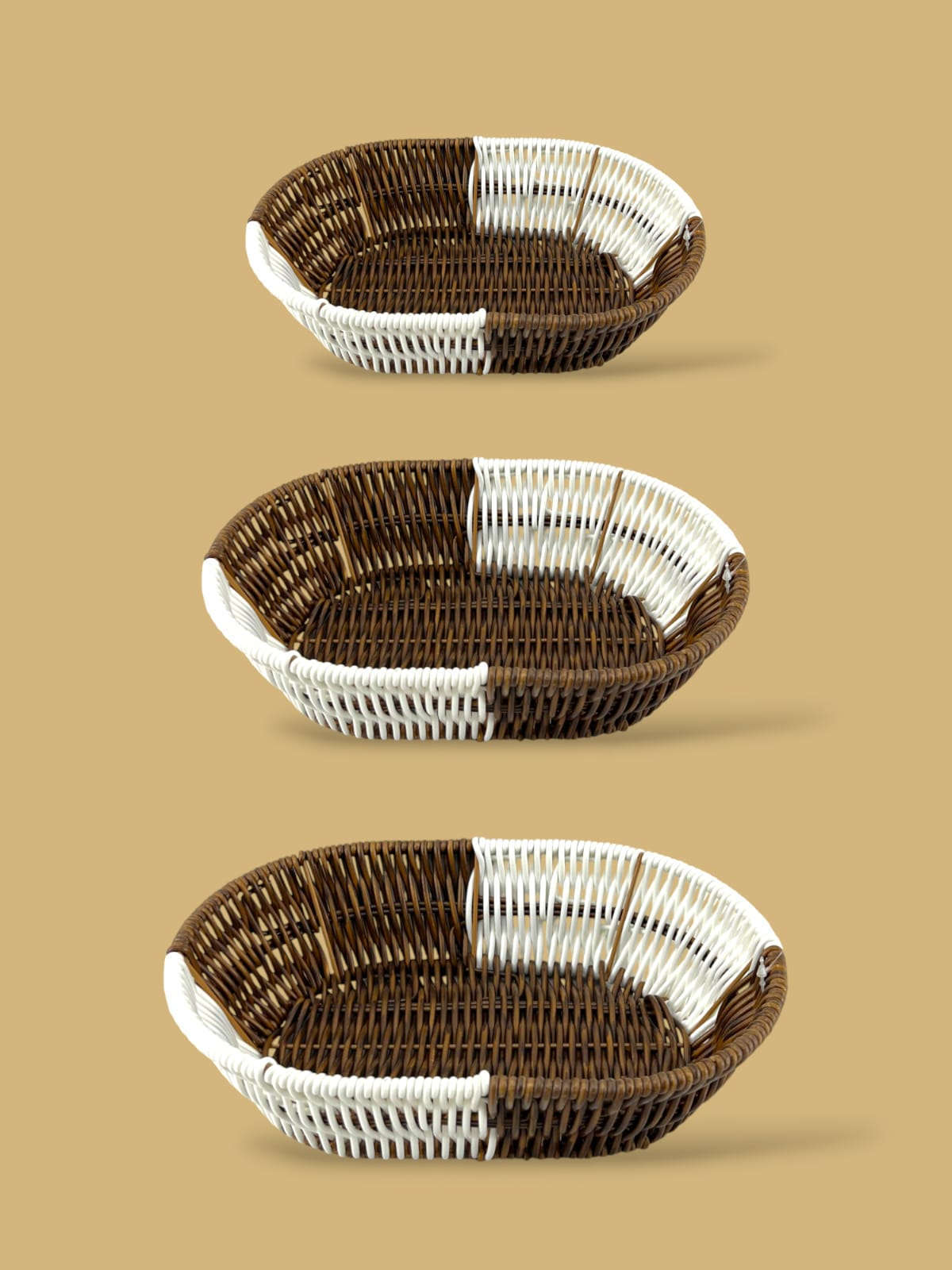 Prime Oval Bread Basket (Coffee-White) Kaka Bawa Sons