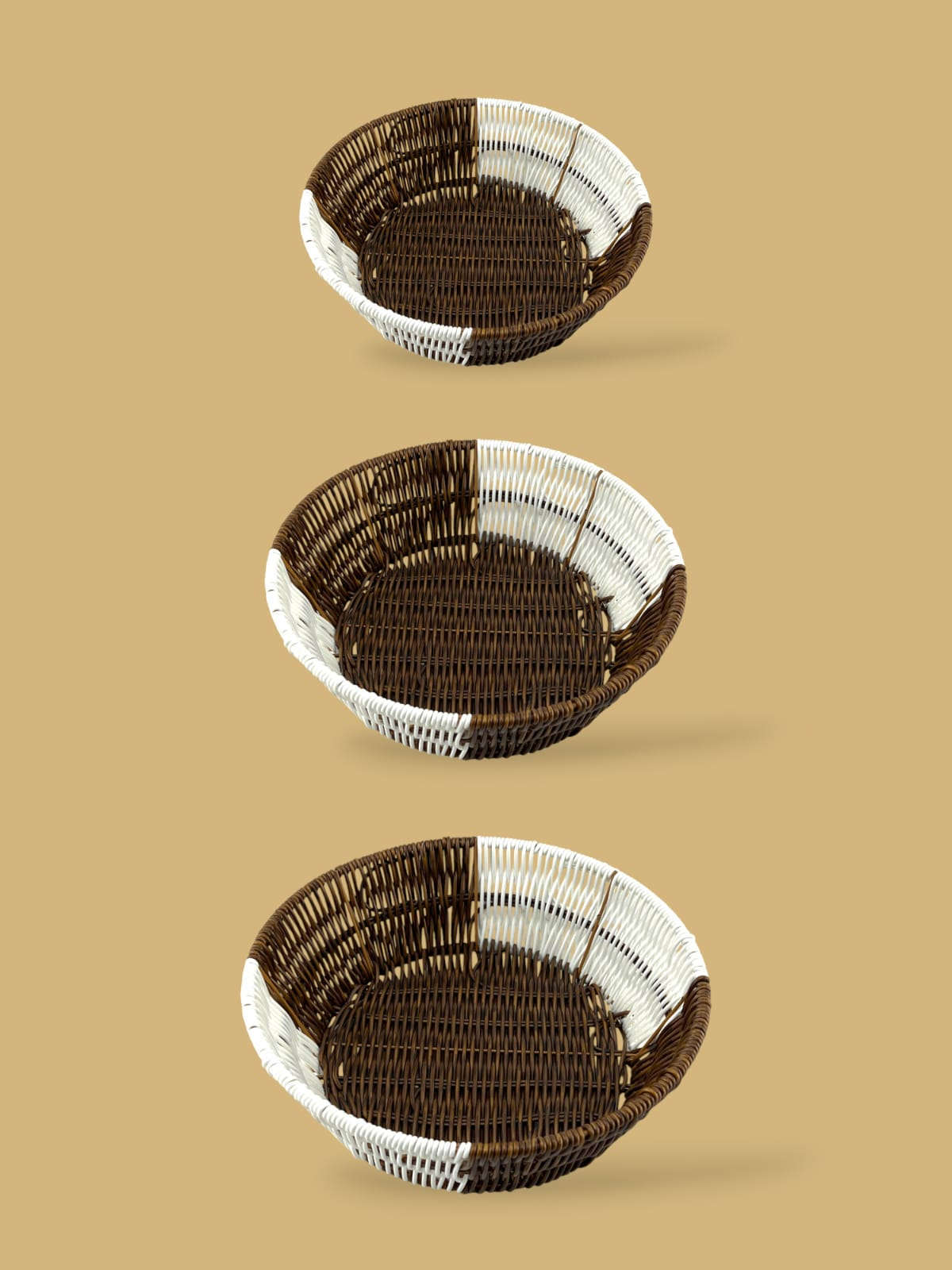 Prime Round Bread Basket (Coffee-White) Kaka Bawa Sons