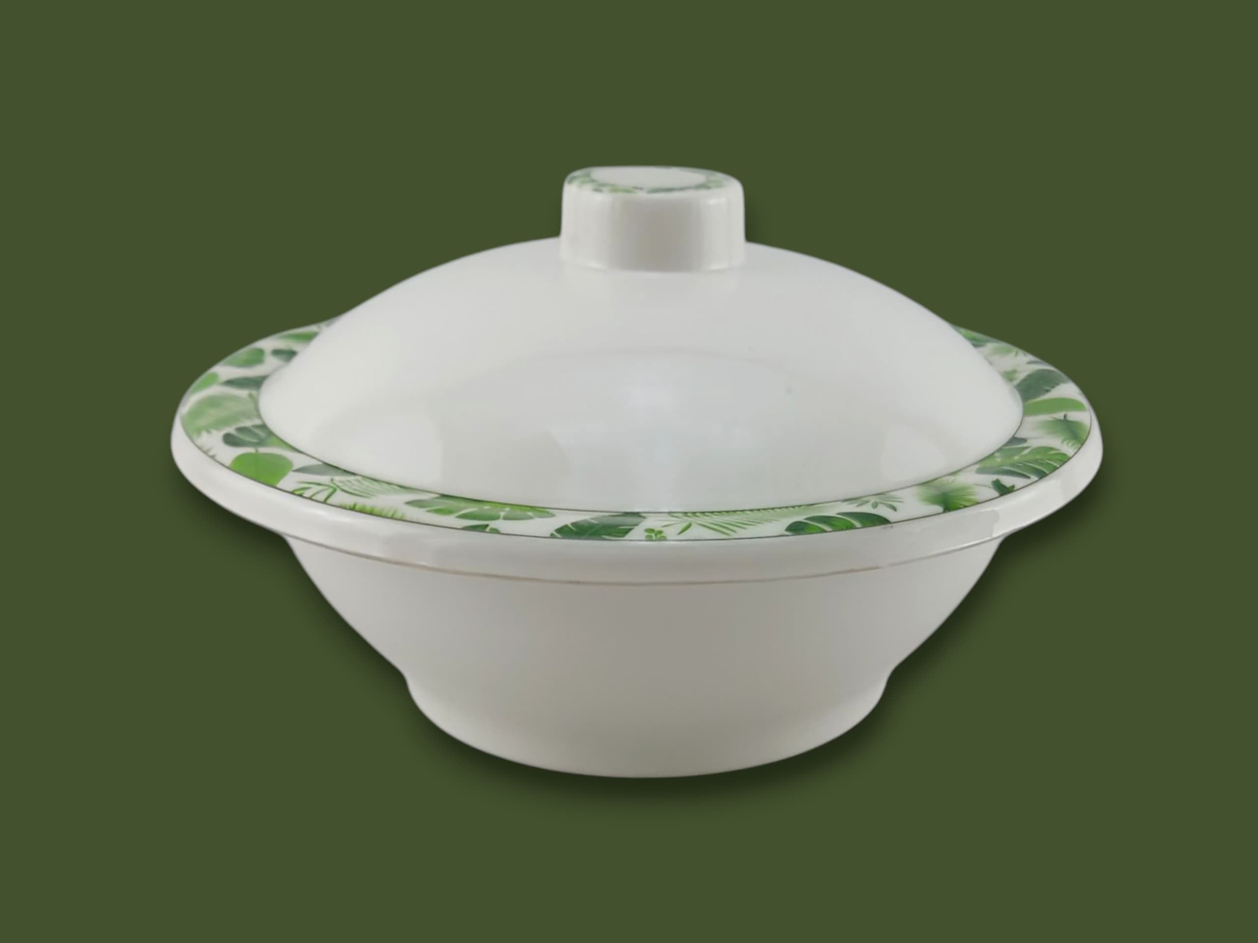 Blaze Greenery Melamine Serving Bowl 9" (With Lid) Kaka Bawa Sons