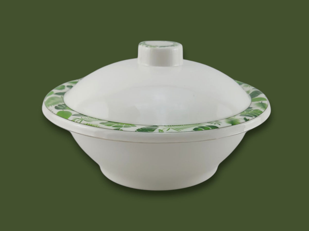 Blaze Greenery Melamine Serving Bowl 9" (With Lid) Kaka Bawa Sons