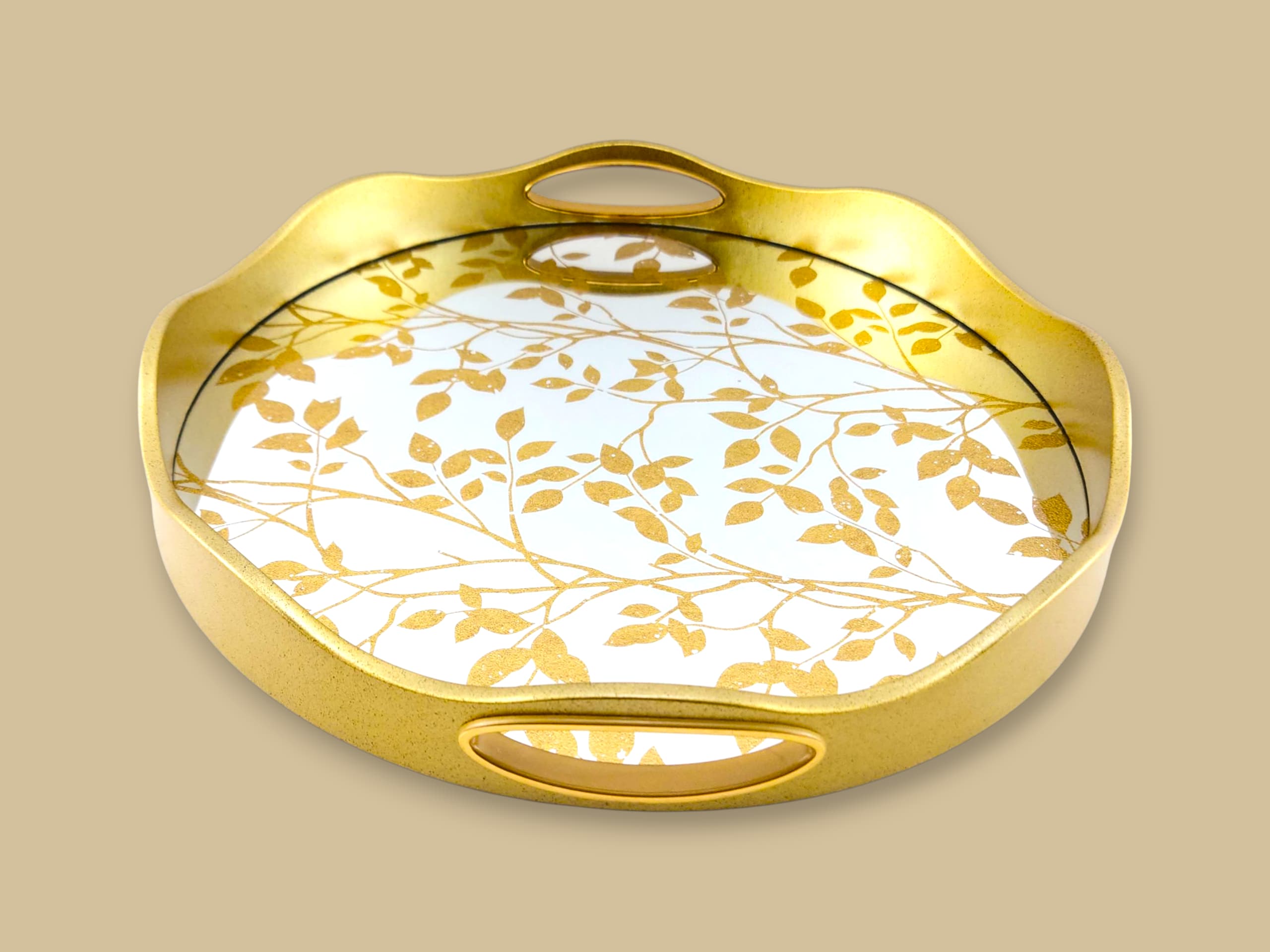 Angela 2-Piece Glass Round Serving Tray Set Kaka Bawa Sons