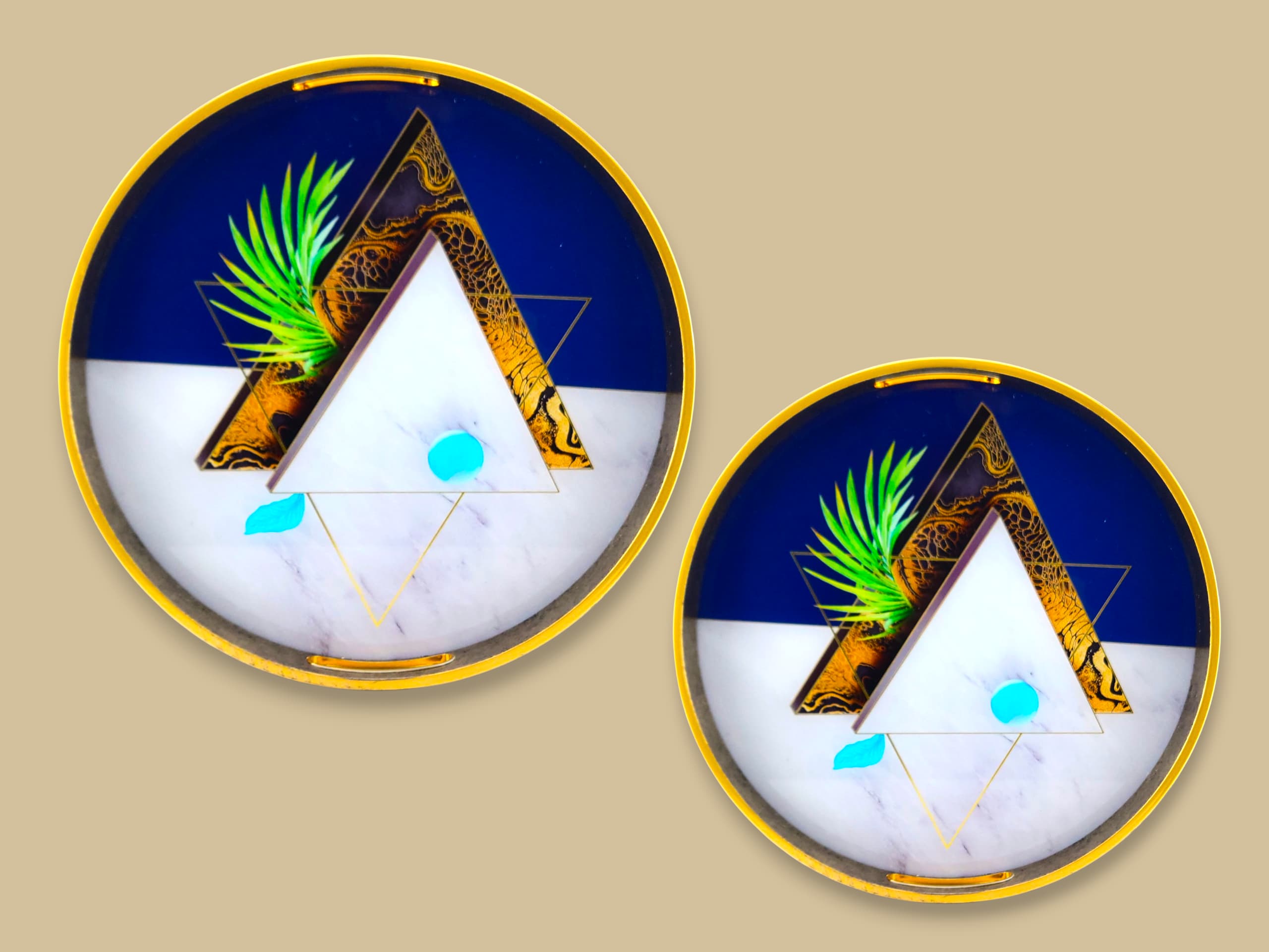 Luxury 2-Piece Glass Round Tray Set