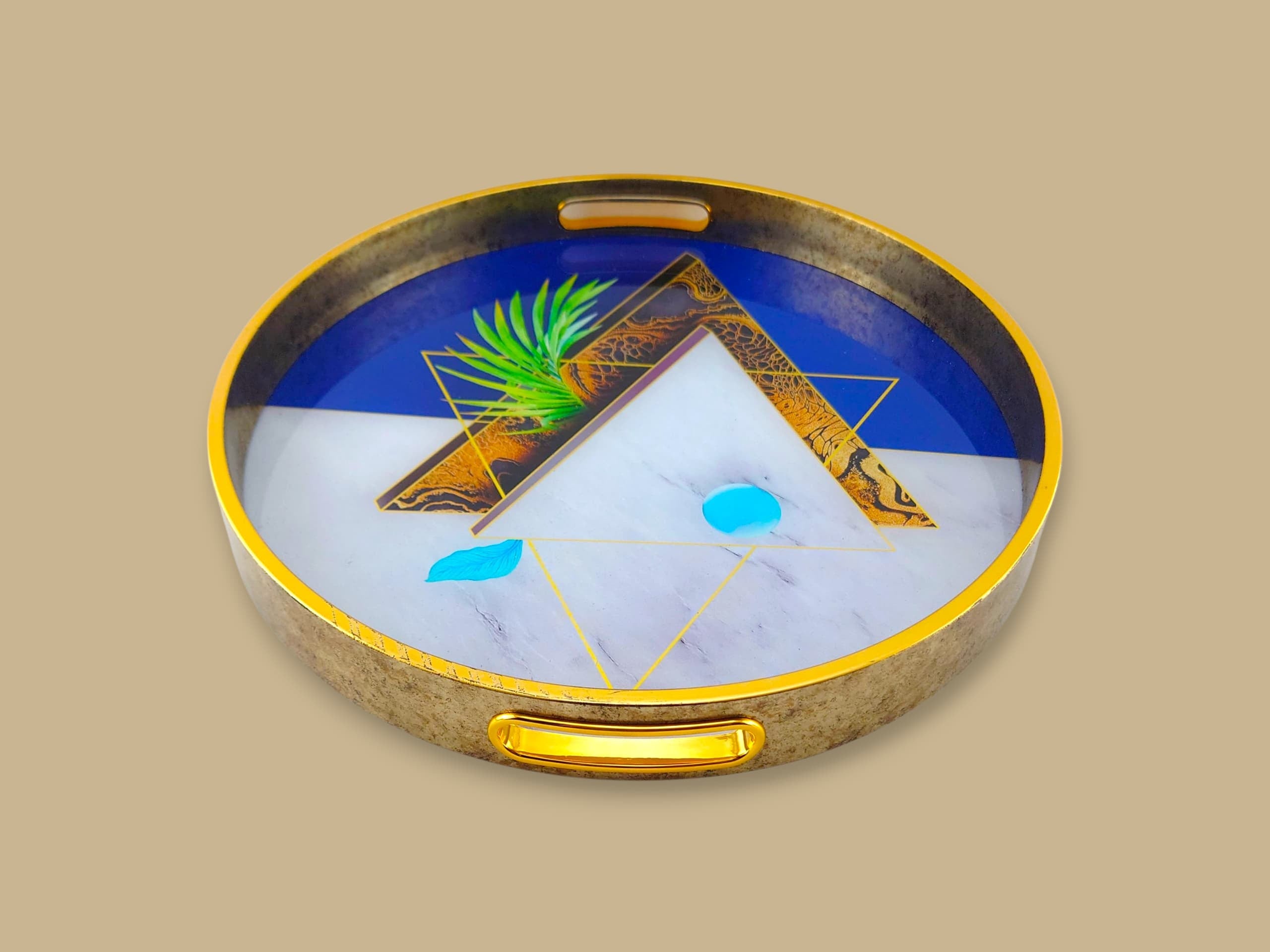 Luxury 2-Piece Glass Round Tray Set Kaka Bawa Sons