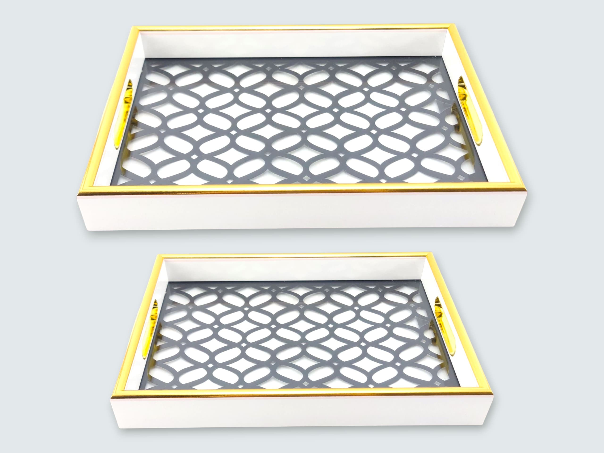 Fancy 2-Piece Acrylic Rectangular Serving Tray Set Kaka Bawa Sons