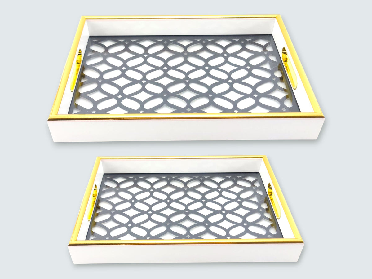 Fancy 2-Piece Acrylic Rectangular Serving Tray Set Kaka Bawa Sons
