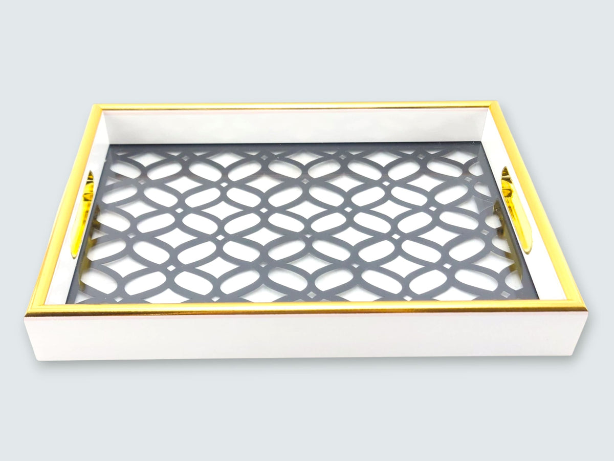 Fancy 2-Piece Acrylic Rectangular Serving Tray Set Kaka Bawa Sons