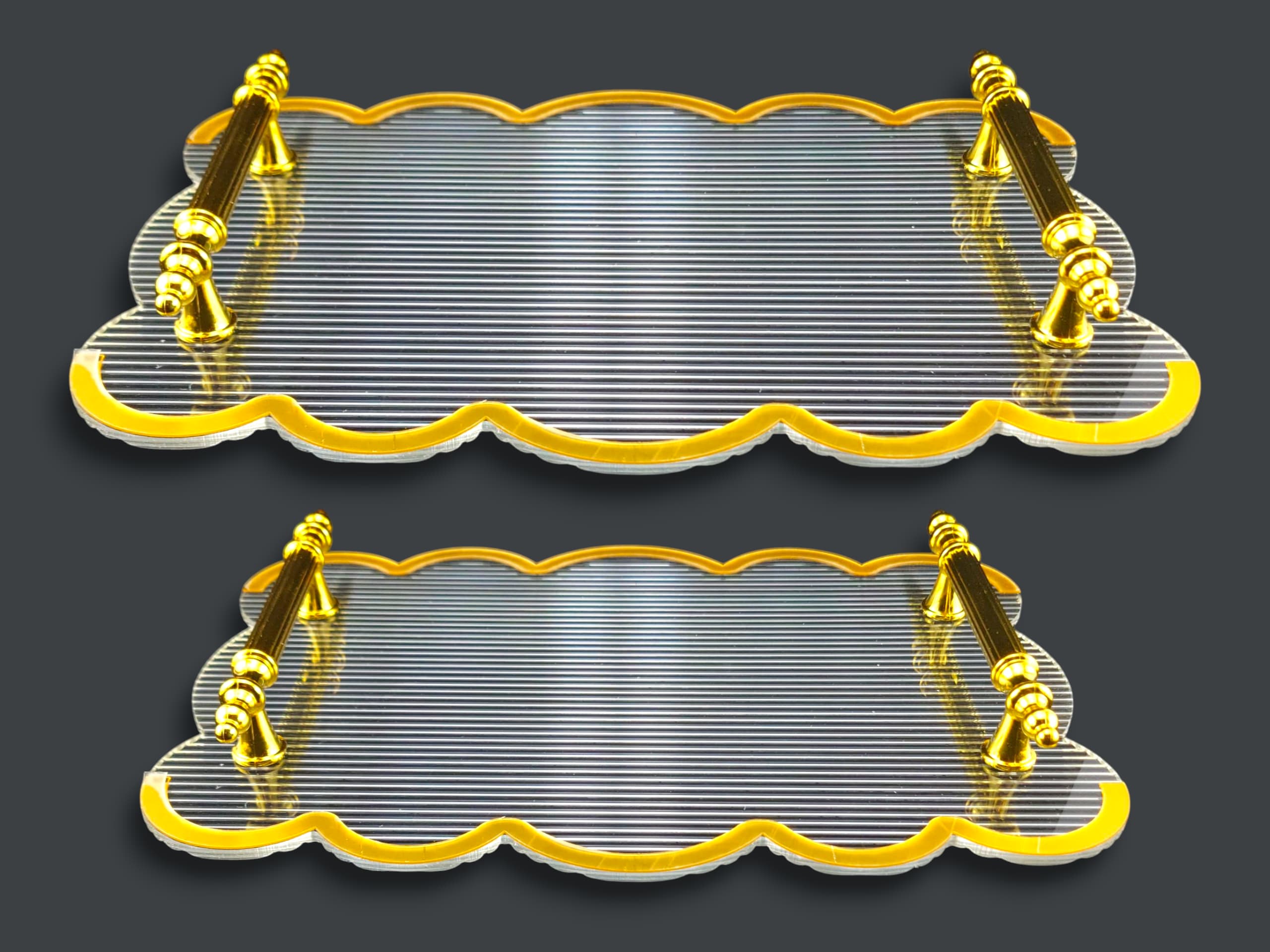 Fancy 2-Piece Acrylic Rectangular Serving Tray Set Kaka Bawa Sons