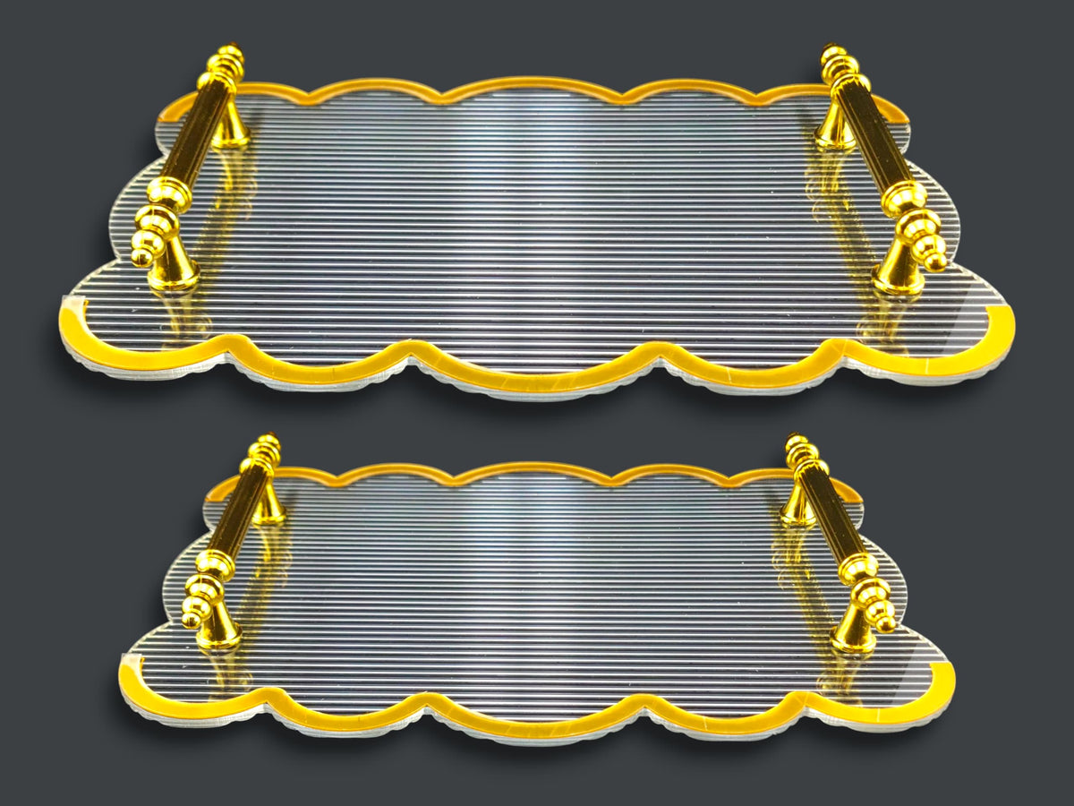 Fancy 2-Piece Acrylic Rectangular Serving Tray Set Kaka Bawa Sons