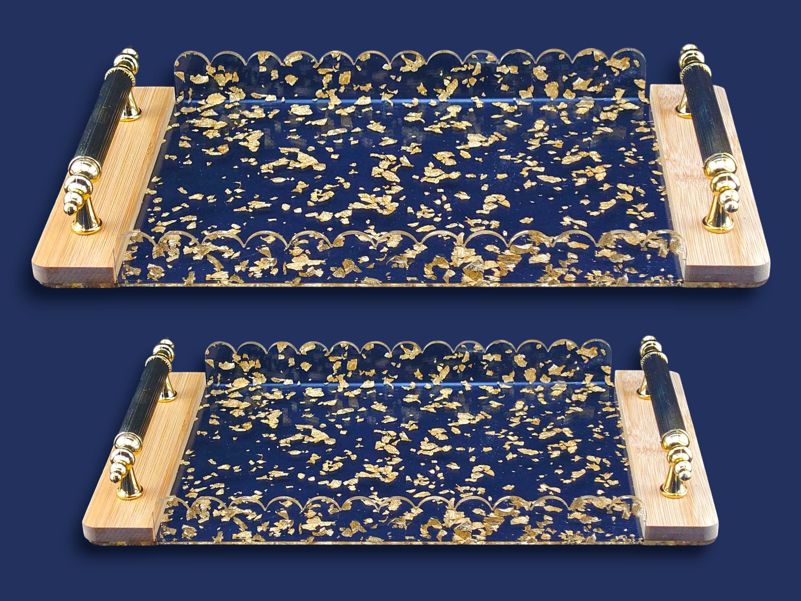 Fancy 2-Piece Acrylic Rectangular Serving Tray Set Kaka Bawa Sons