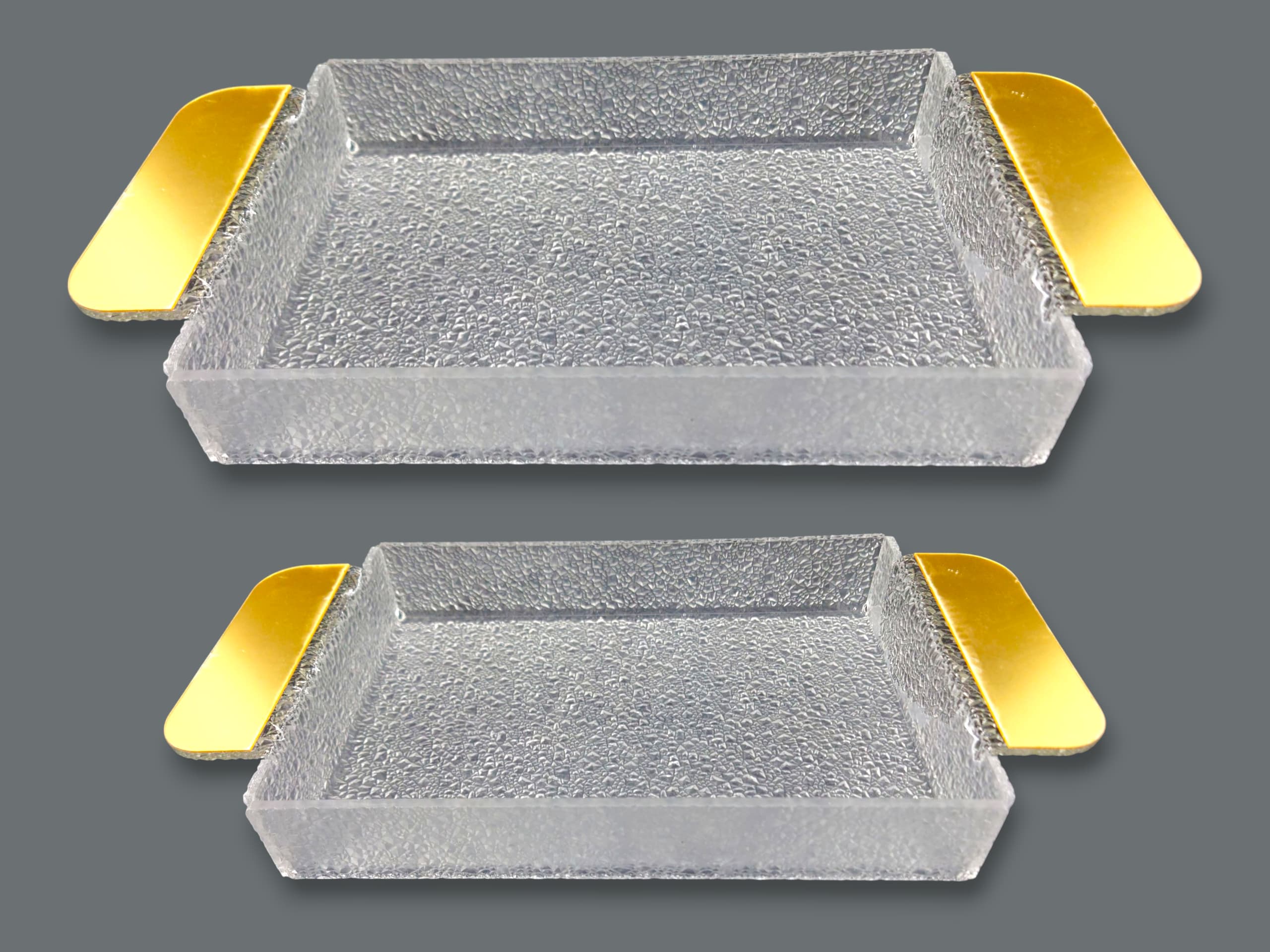 Fancy 2-Piece Acrylic Rectangular Serving Tray Set