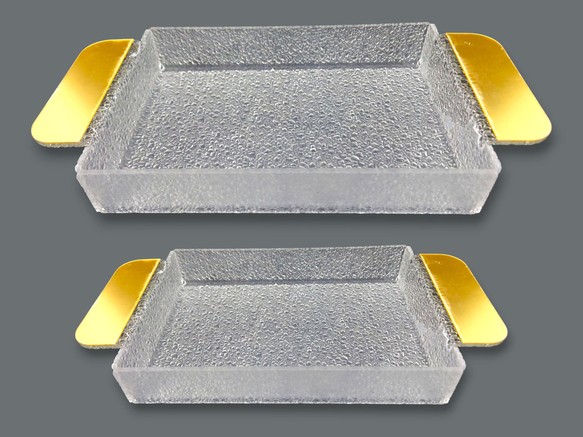 Fancy 2-Piece Acrylic Rectangular Serving Tray Set Kaka Bawa Sons