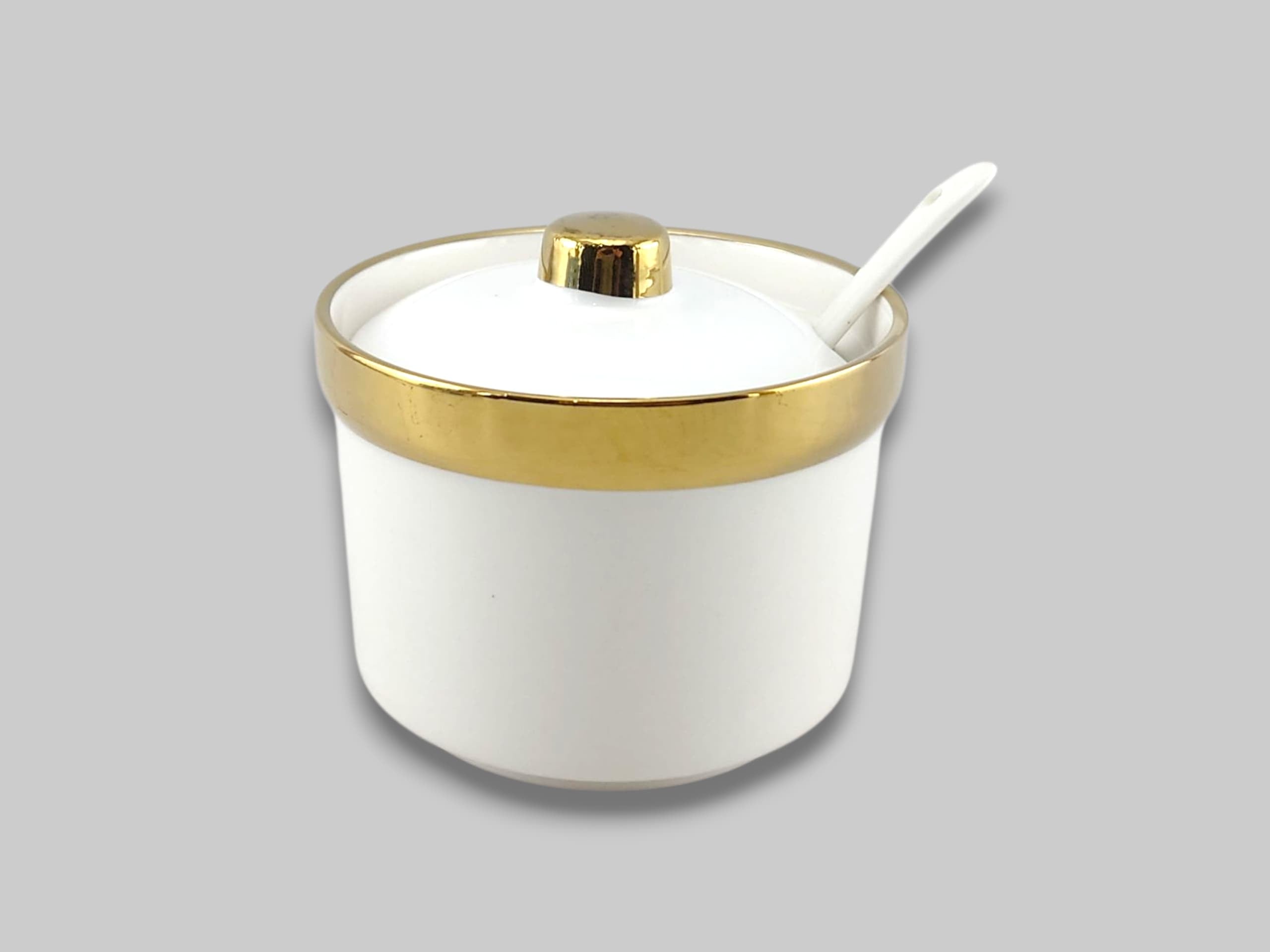 Fancy Ceramic Sugar Pot With Spoon