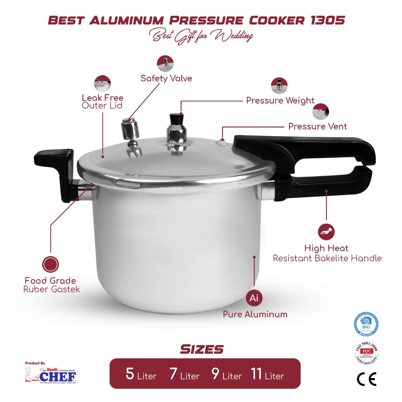 Majestic Aluminum Pressure Cooker 1305