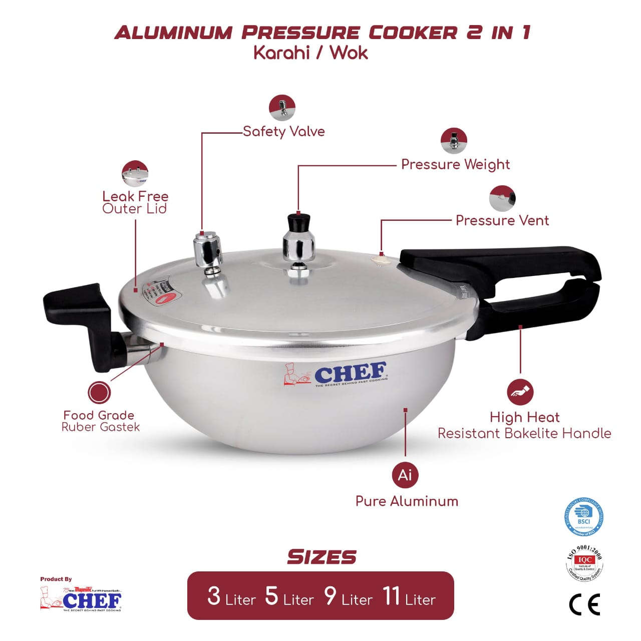 Majestic Aluminum Wok Pressure Cooker Kaka Bawa Sons