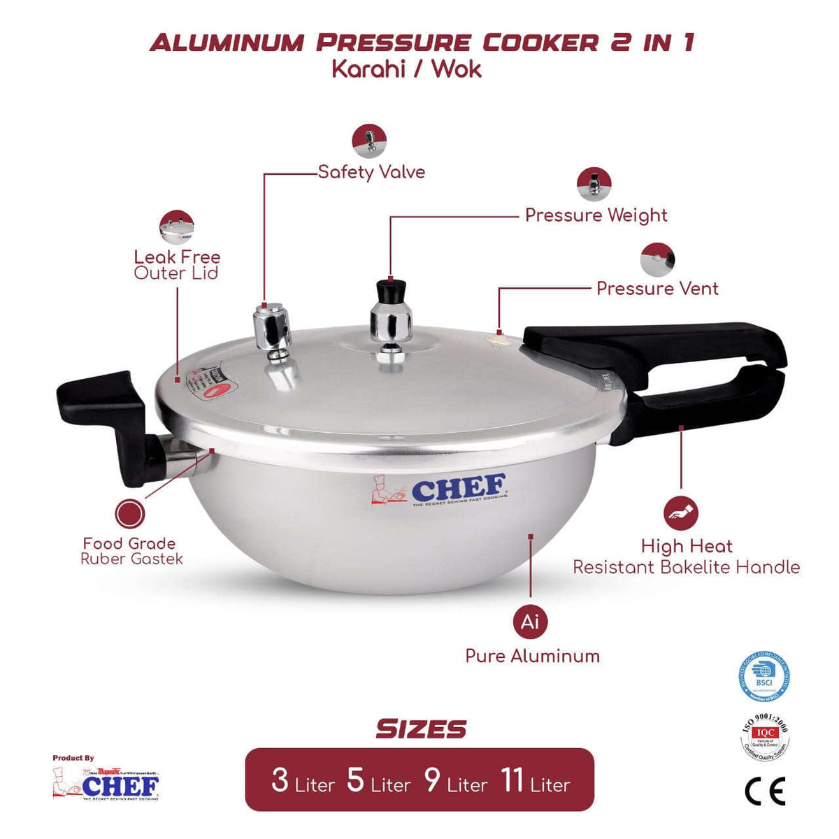 Majestic Aluminum Wok Pressure Cooker Kaka Bawa Sons