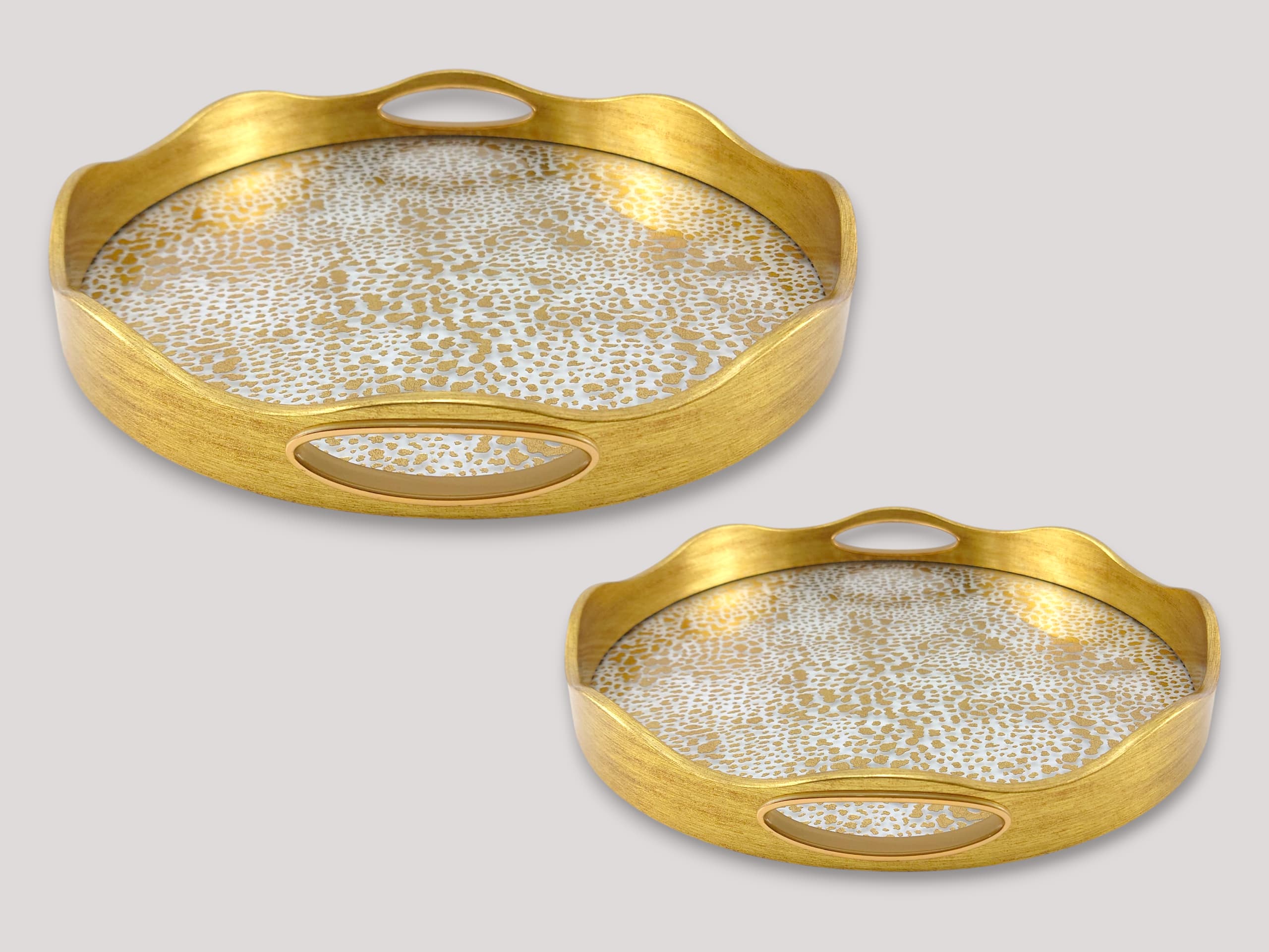 Angela 2-Piece Glass Round Serving Tray Set Kaka Bawa Sons