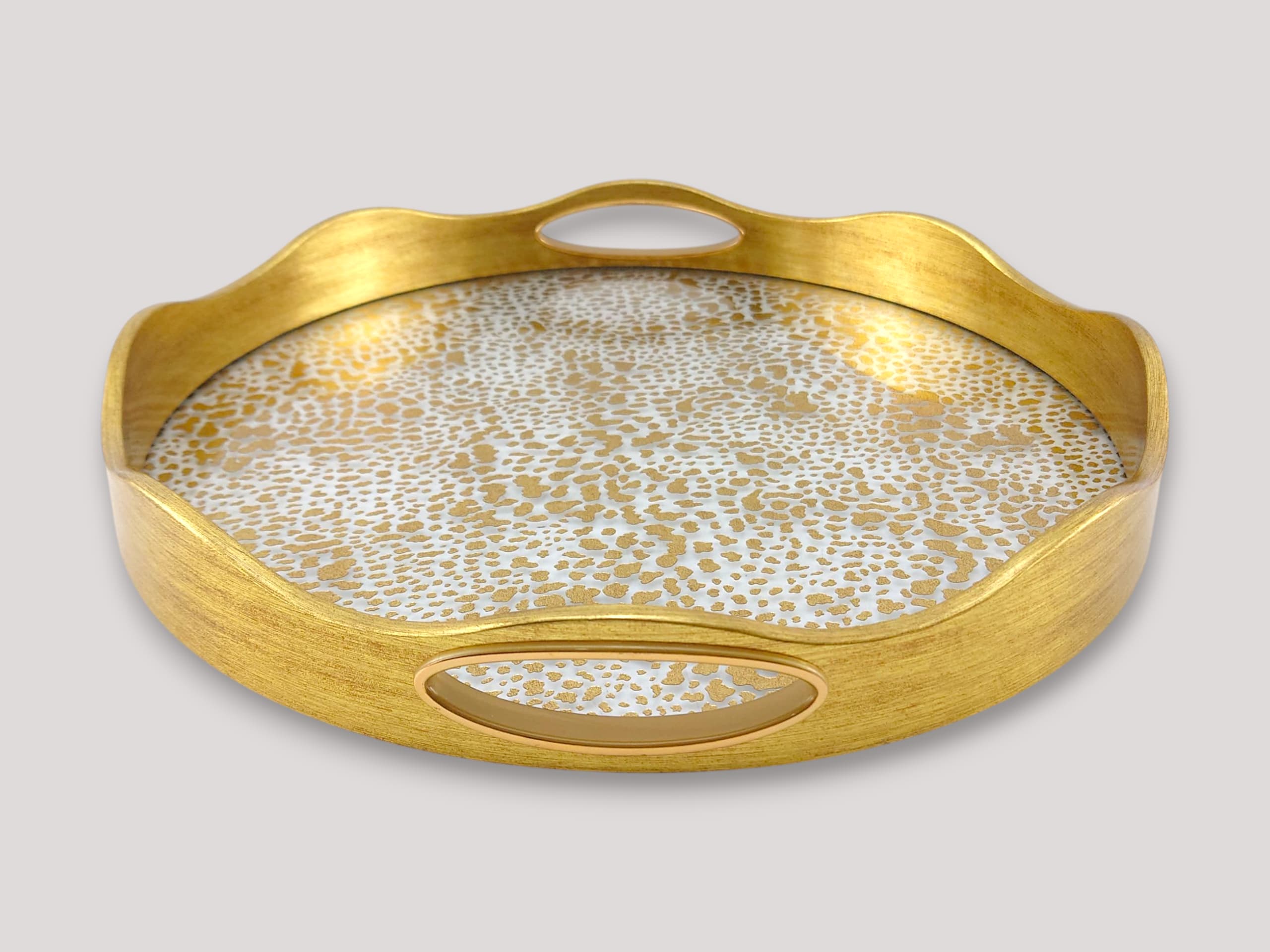Angela 2-Piece Glass Round Serving Tray Set Kaka Bawa Sons
