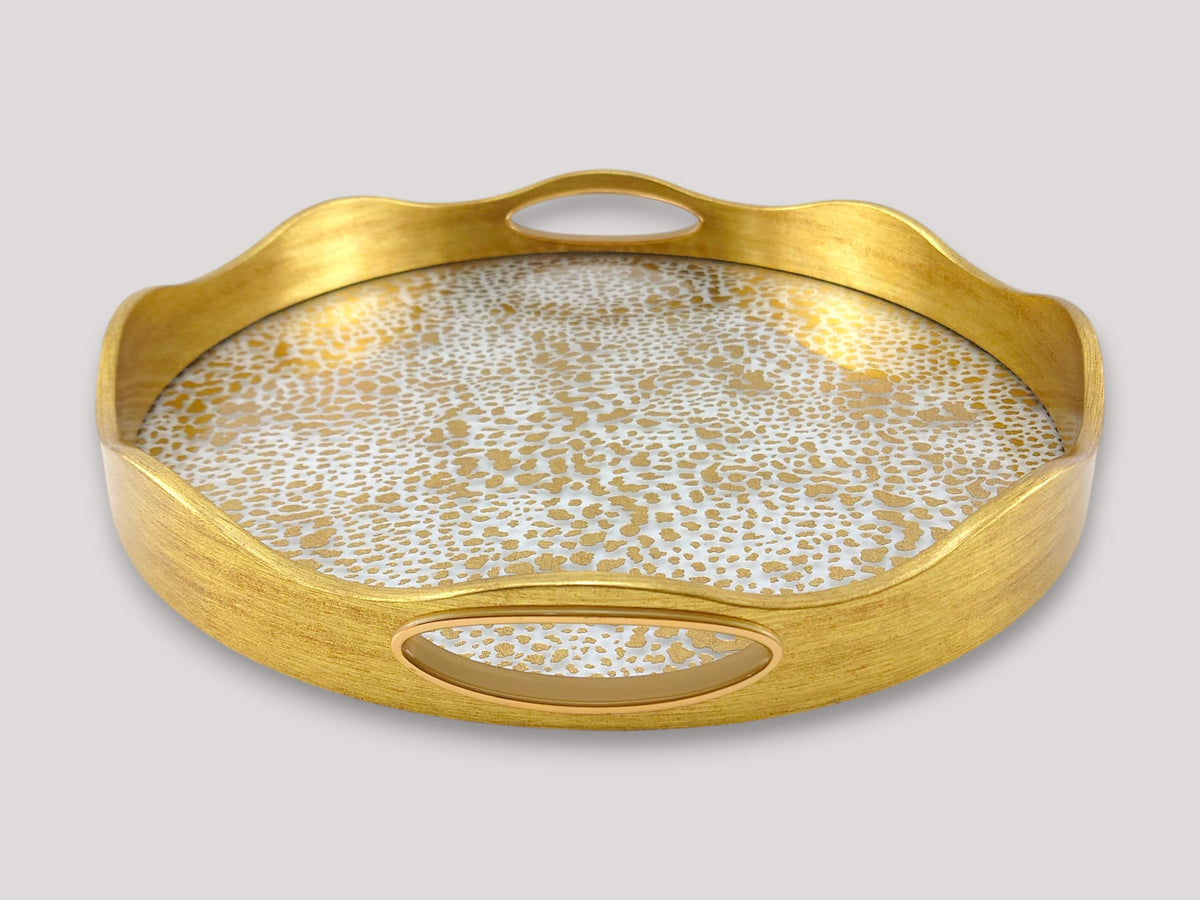Angela 2-Piece Glass Round Serving Tray Set Kaka Bawa Sons