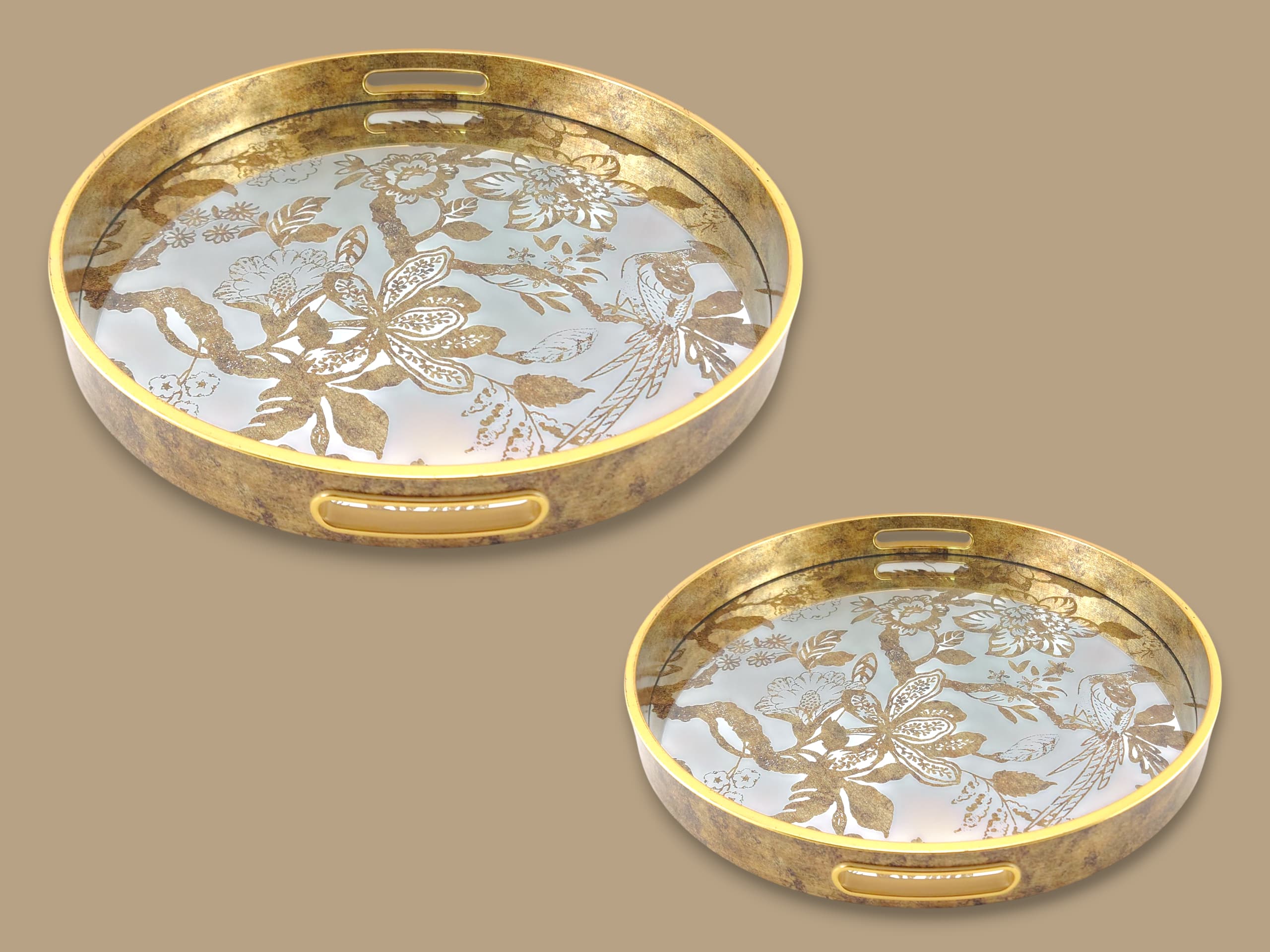 Angela 2-Piece Glass Round Serving Tray Set
