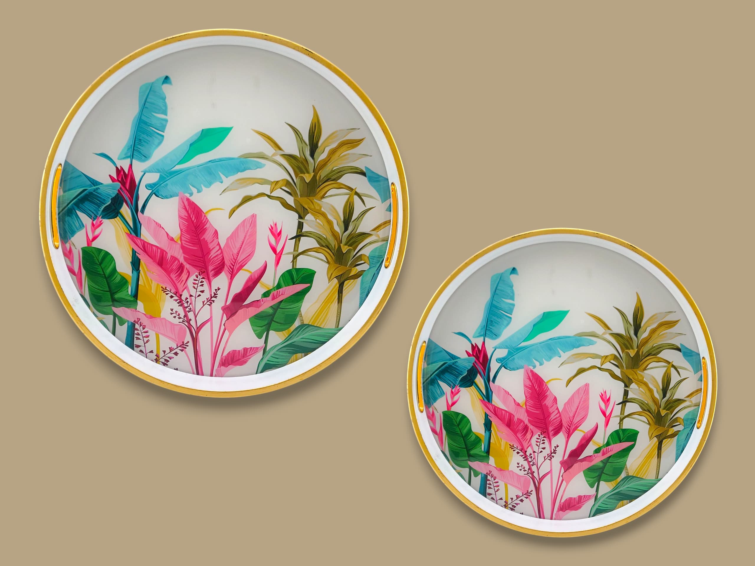Angela 2-Piece Glass Round Serving Tray Set Kaka Bawa Sons