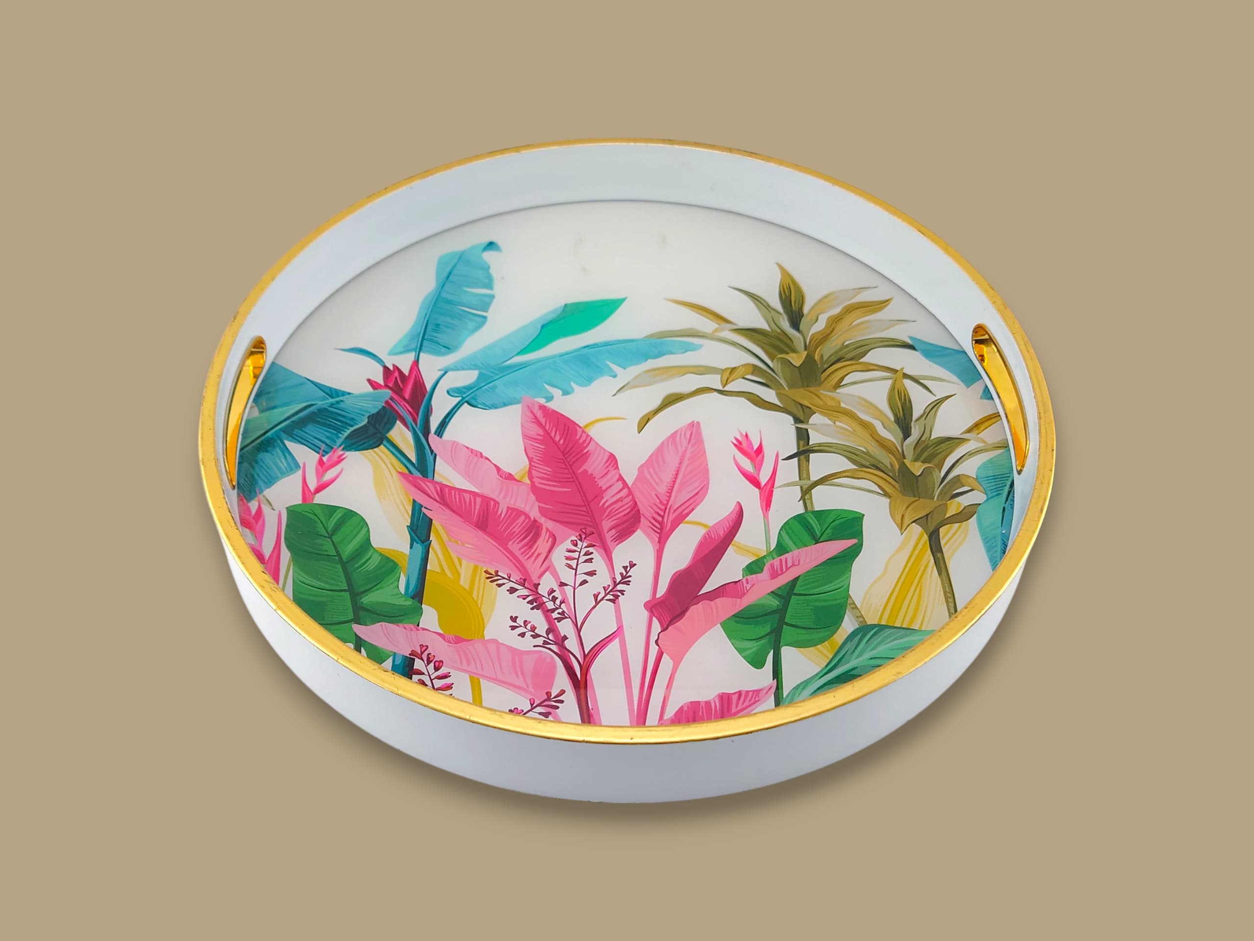 Angela 2-Piece Glass Round Serving Tray Set Kaka Bawa Sons