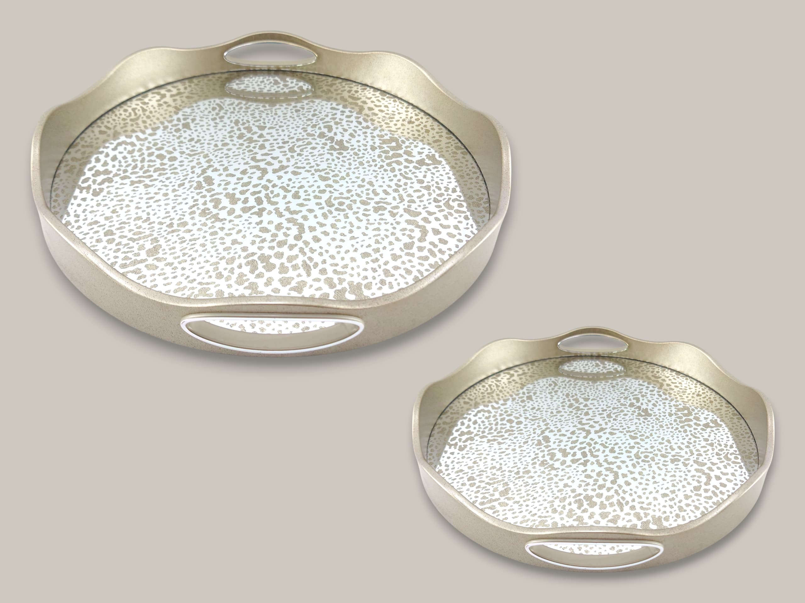 Angela 2-Piece Glass Round Serving Tray Set Kaka Bawa Sons