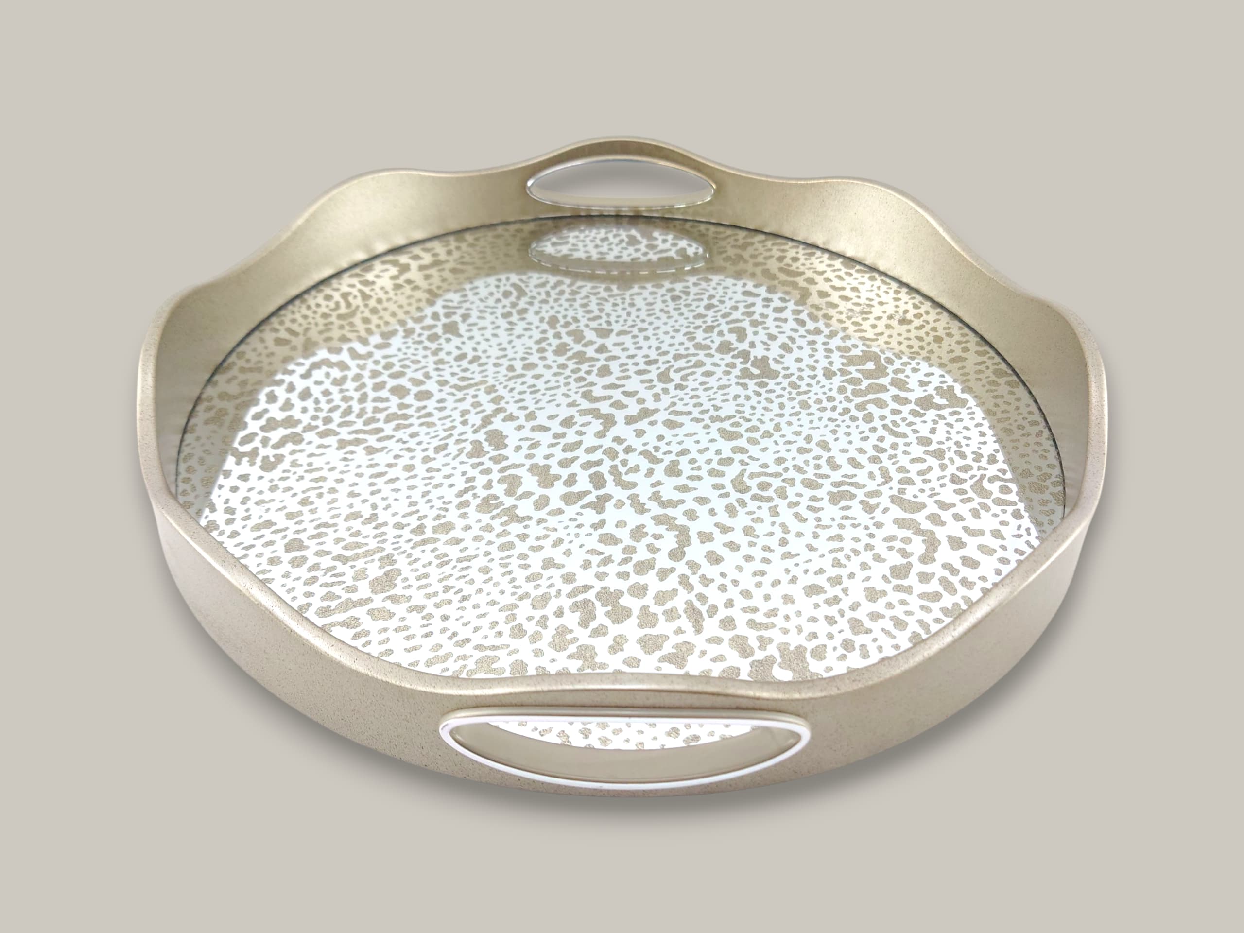 Angela 2-Piece Glass Round Serving Tray Set Kaka Bawa Sons
