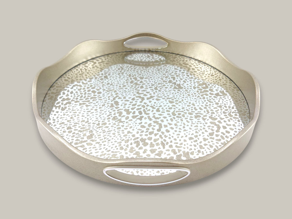 Angela 2-Piece Glass Round Serving Tray Set Kaka Bawa Sons