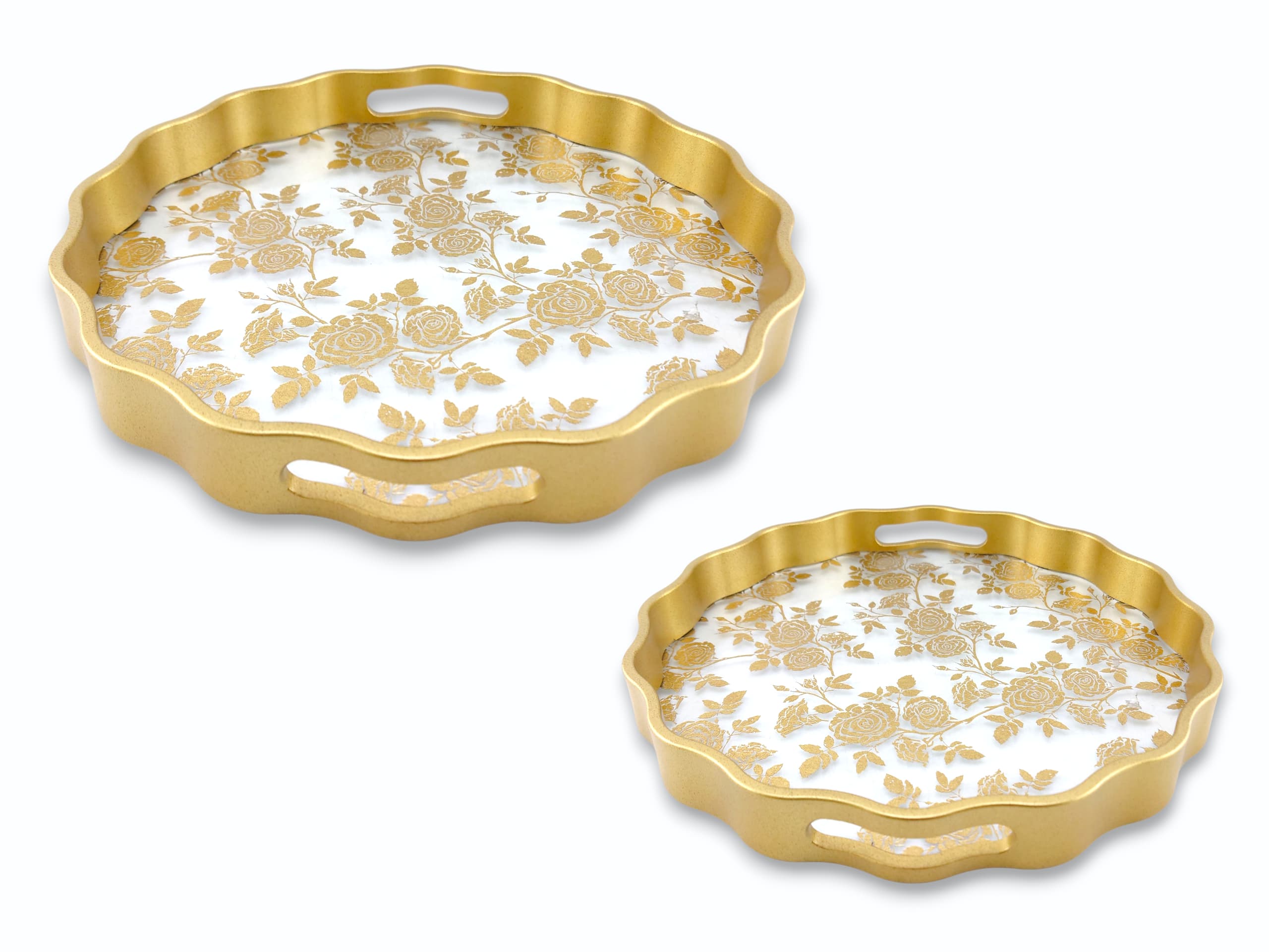 Angela 2-Piece Glass Round Serving Tray Set Kaka Bawa Sons