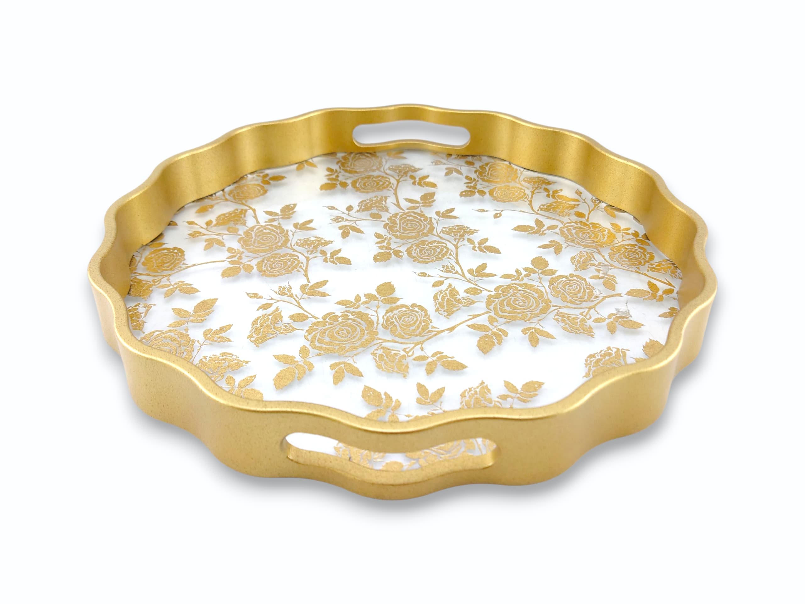 Angela 2-Piece Glass Round Serving Tray Set Kaka Bawa Sons