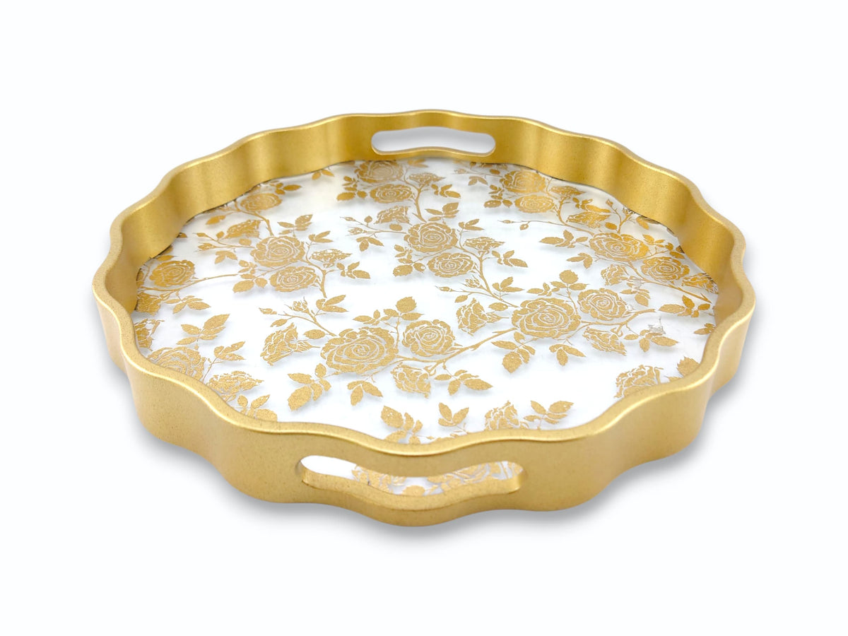 Angela 2-Piece Glass Round Serving Tray Set Kaka Bawa Sons