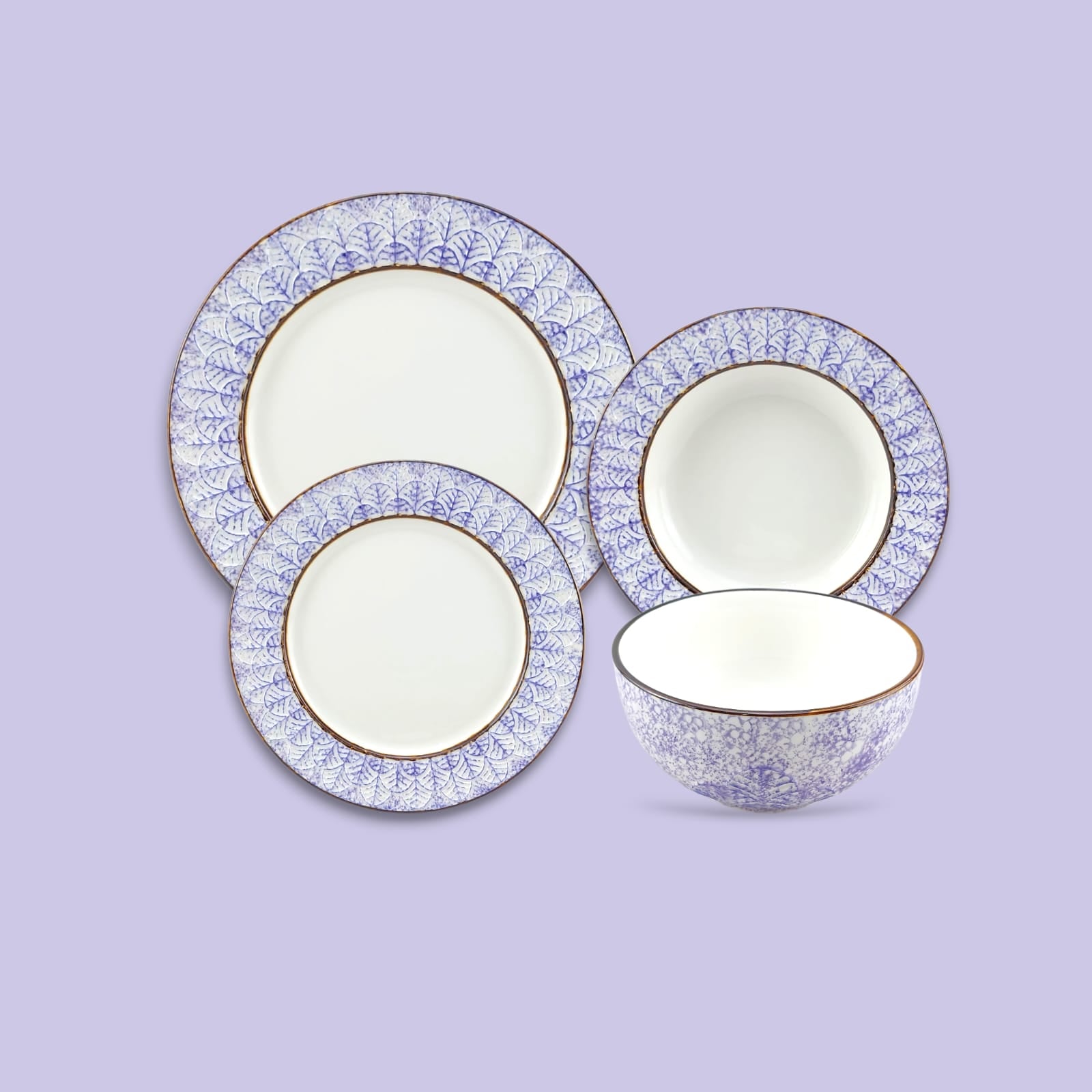 Ceramic 24-Piece Breakfast Set Purple