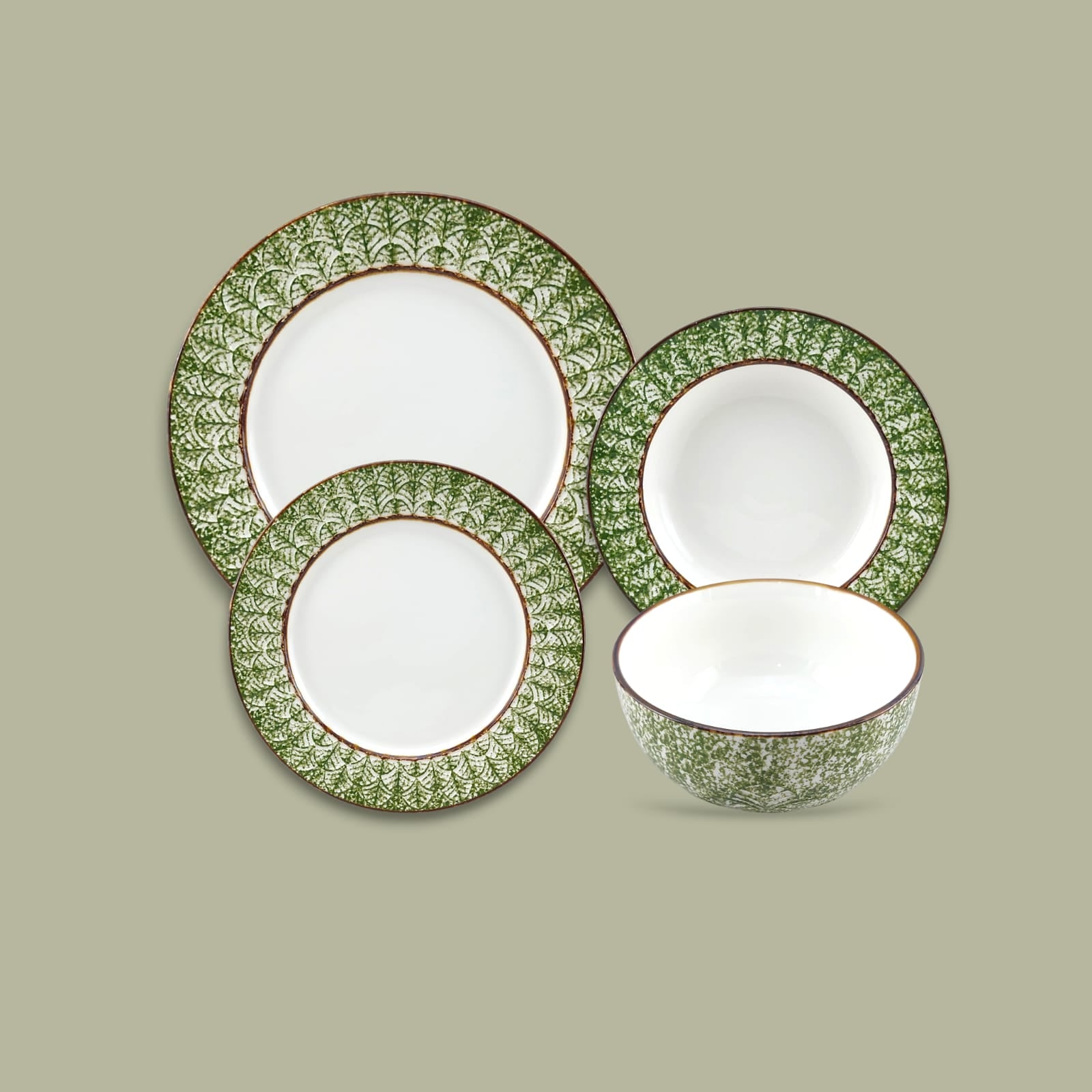 Ceramic 24-Piece Breakfast Set Green