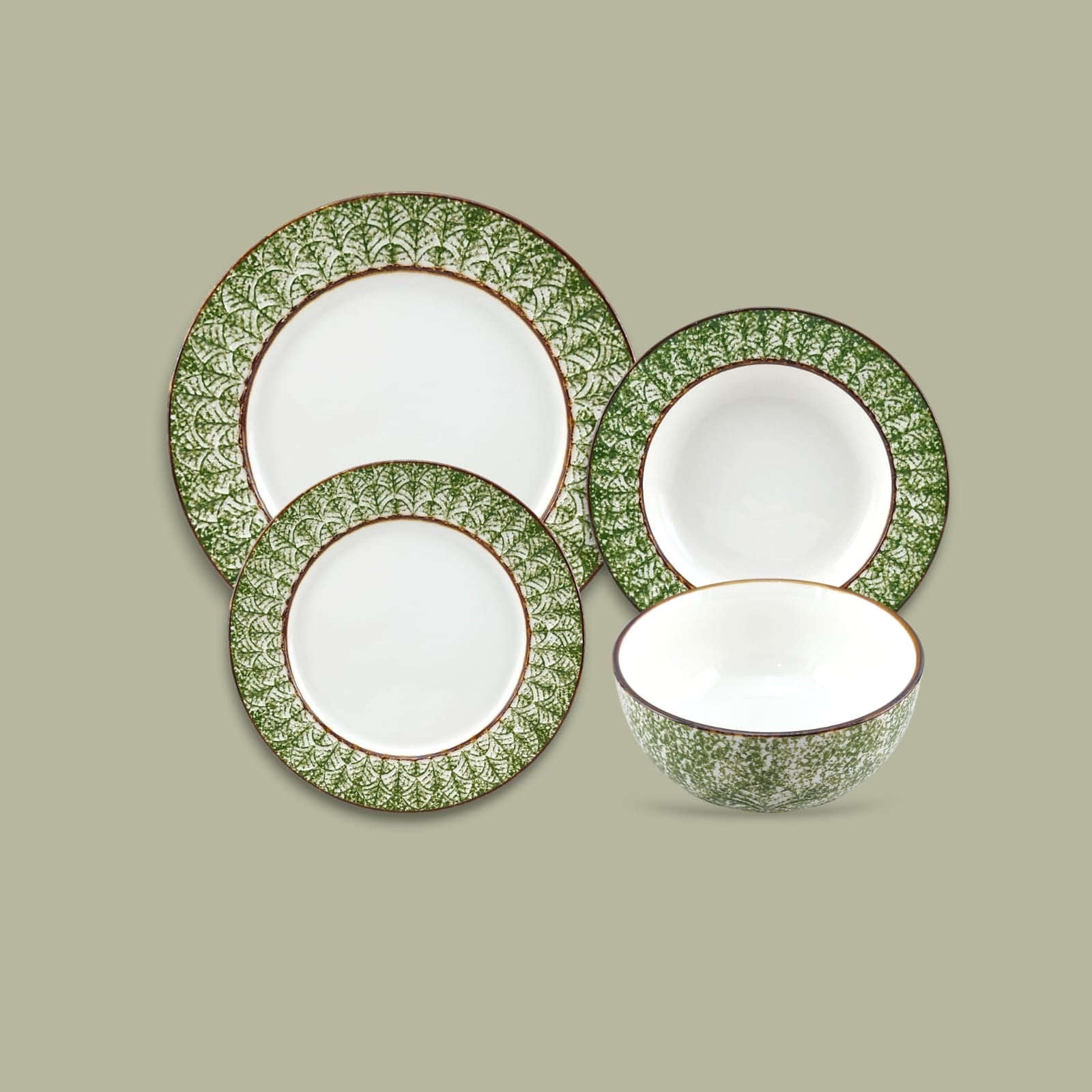 Ceramic 24-Piece Breakfast Set Green Kaka Bawa Sons