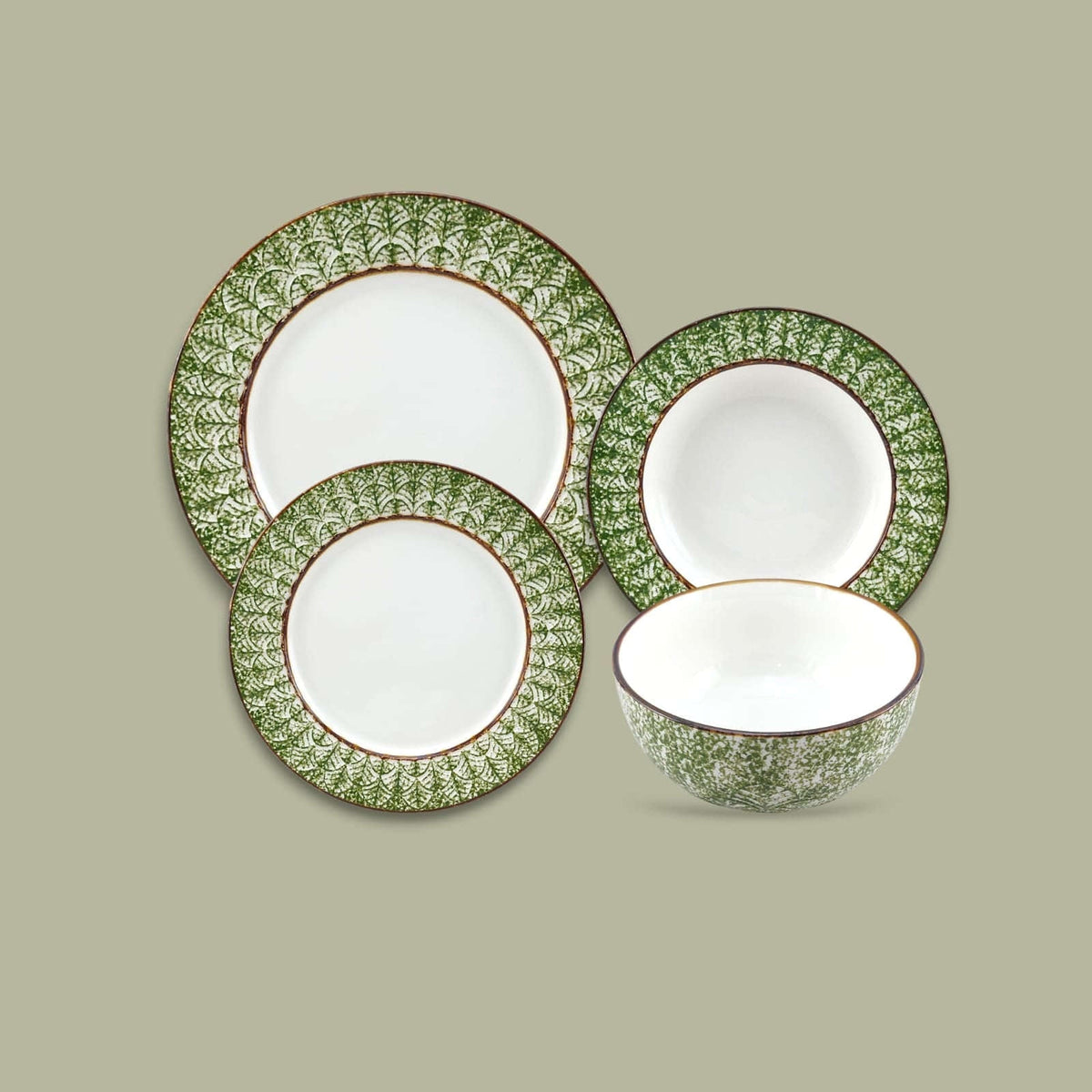 Ceramic 24-Piece Breakfast Set Green Kaka Bawa Sons