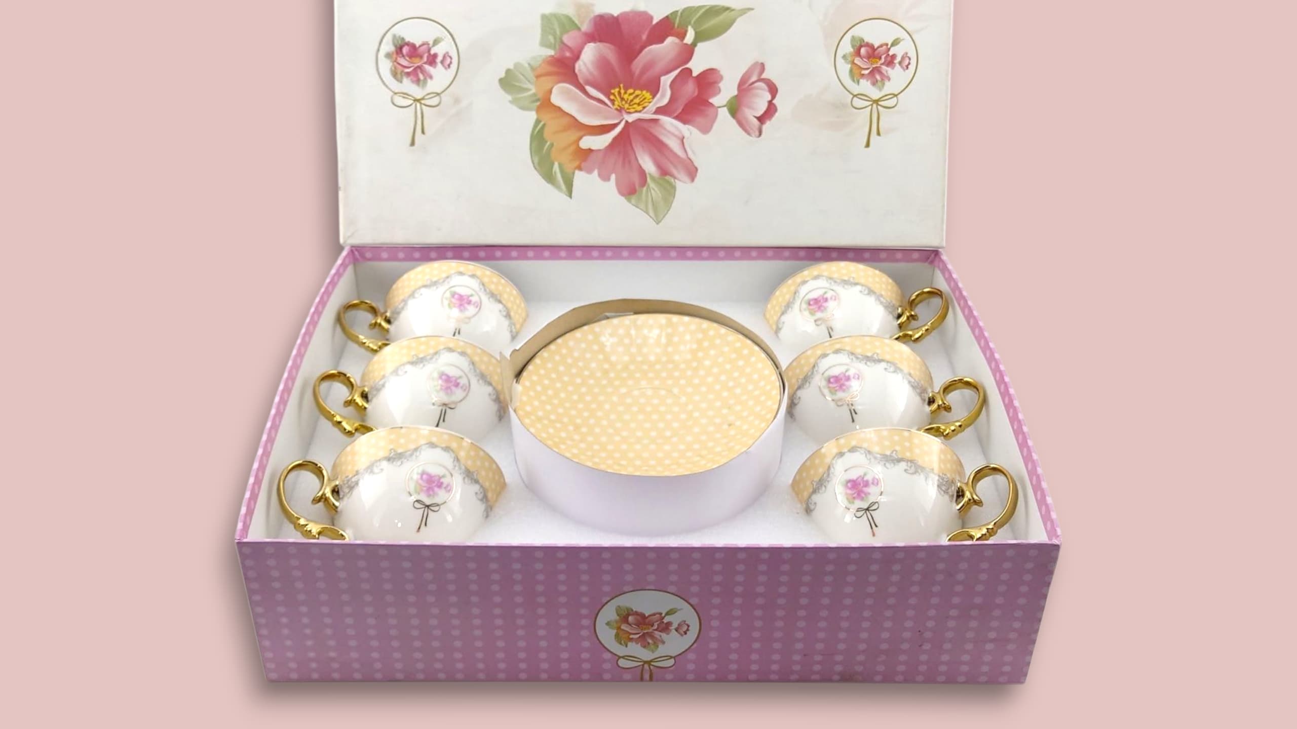 Royale 6-Piece Cup & Saucer Set With Gift Box