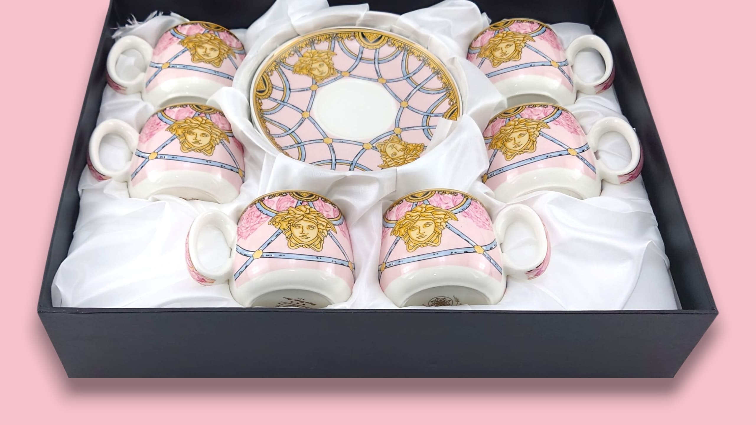 Versace 6-Piece Cup & Saucer Set With Gift Box
