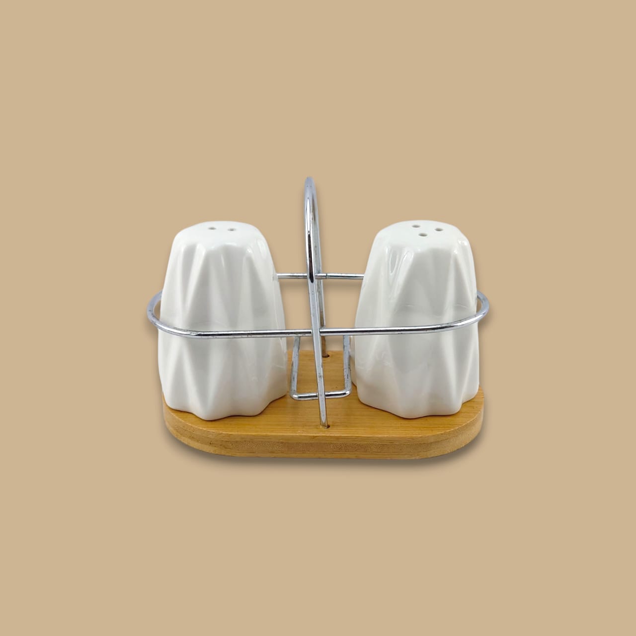 Lotus Ceramic Salt & Pepper Set White (JA-7502) Kaka Bawa Sons