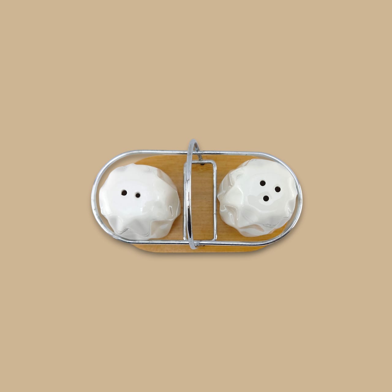 Lotus Ceramic Salt & Pepper Set White (JA-7502) Kaka Bawa Sons